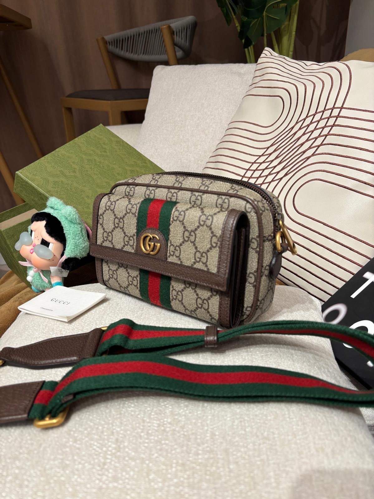 Gucci GG Ophidia Shoulder Bag 淺啡色塗層帆布肩背袋 746308 100%Authentic, Unused ✅Strap✅Booklet✅Dust bag✅Box