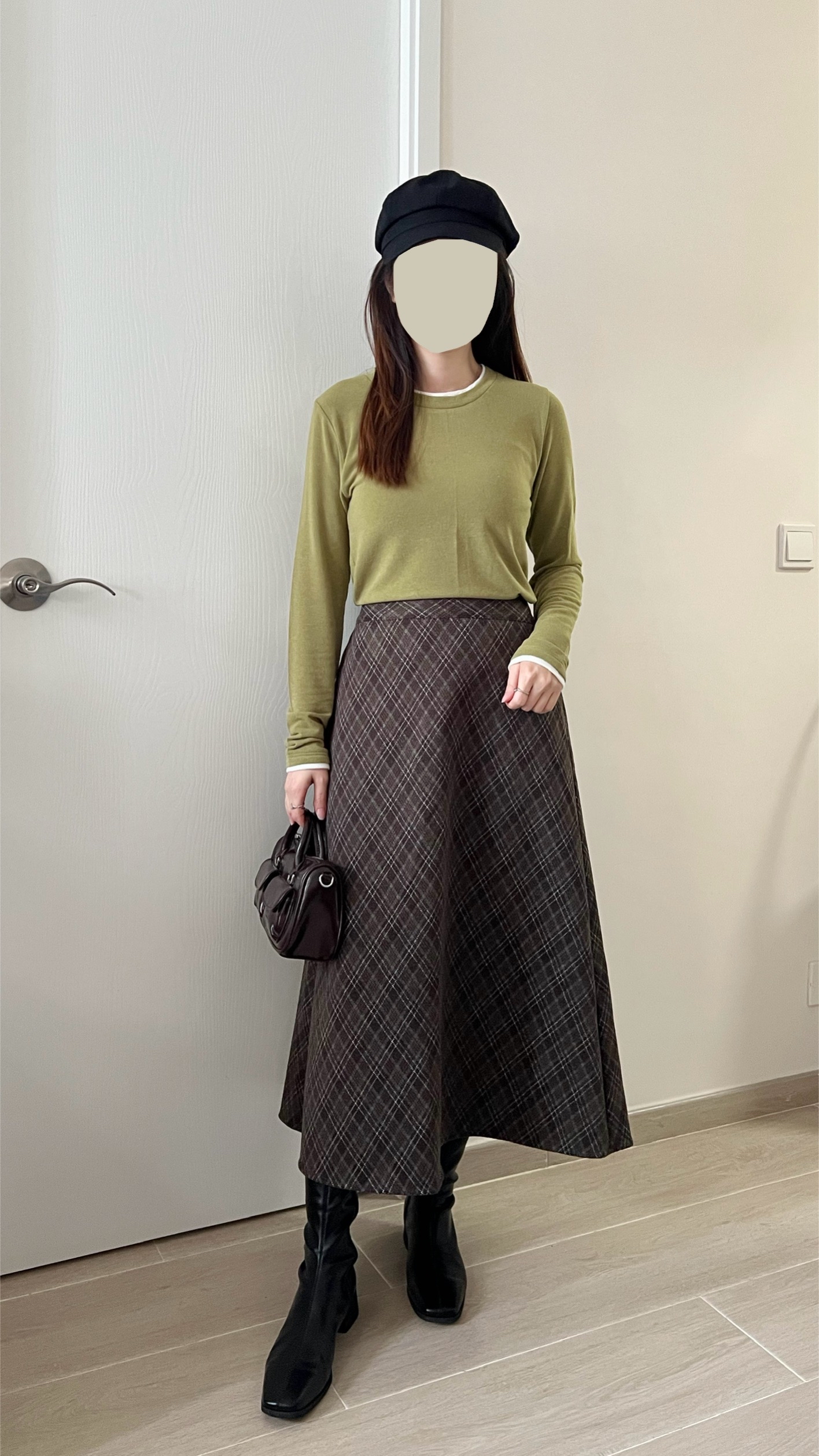 高質秋冬菱形格紋長裙 現貨