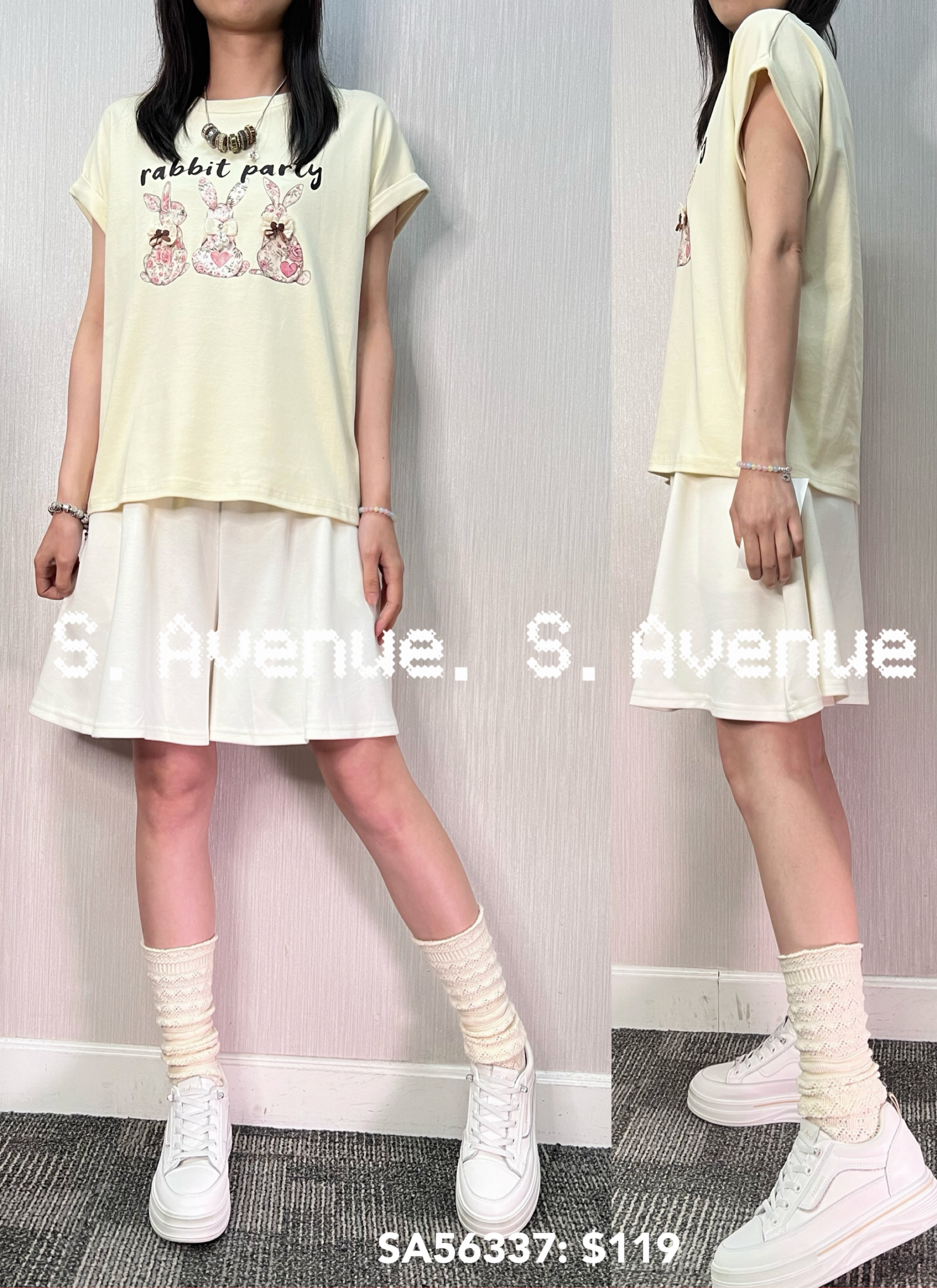 SA56337: 短袖三隻兔兔tee