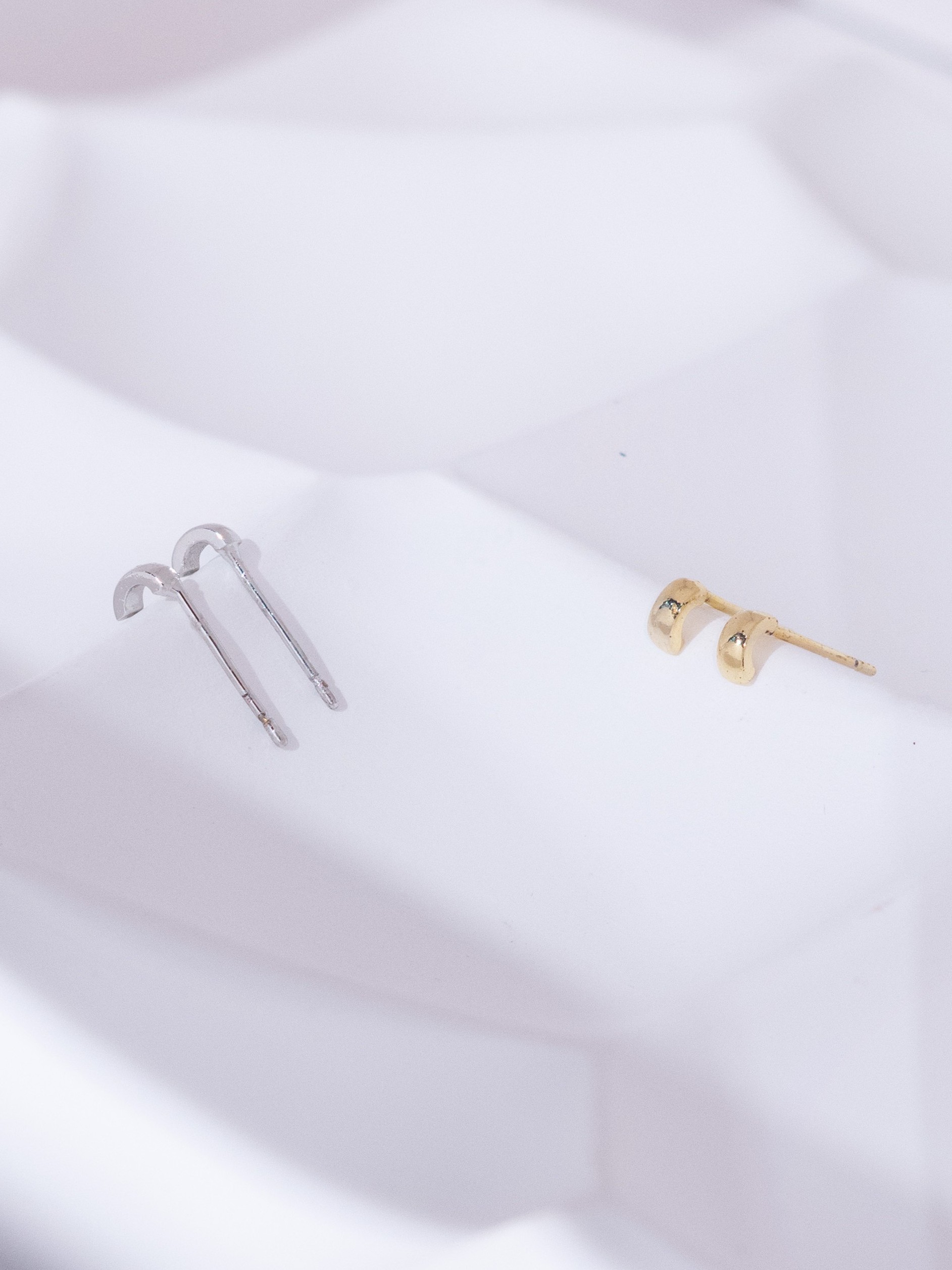 Minimal Half Hoop Stud Earrings (Silver Post)