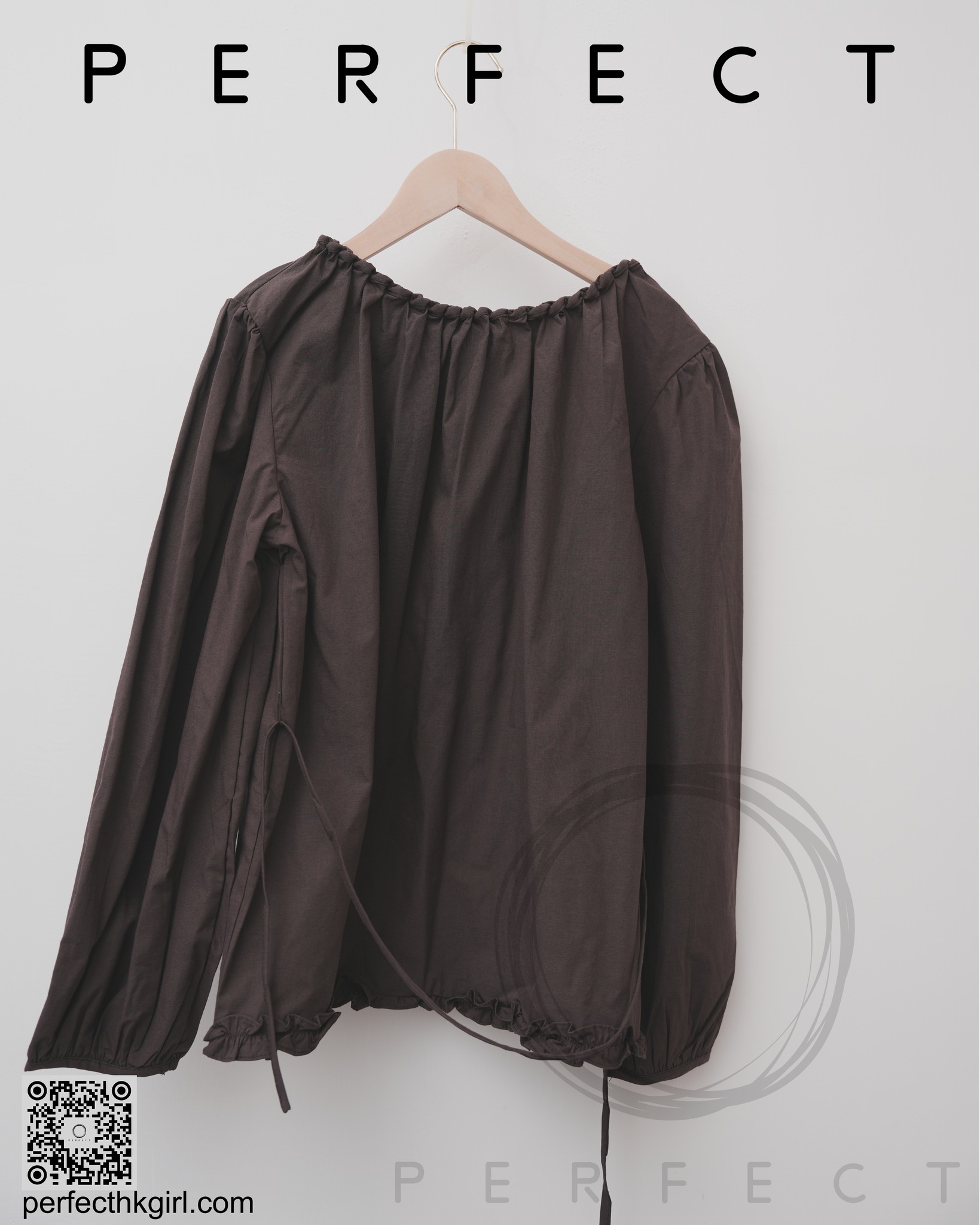 T0001_麻花領優雅上衣（朱古力啡）