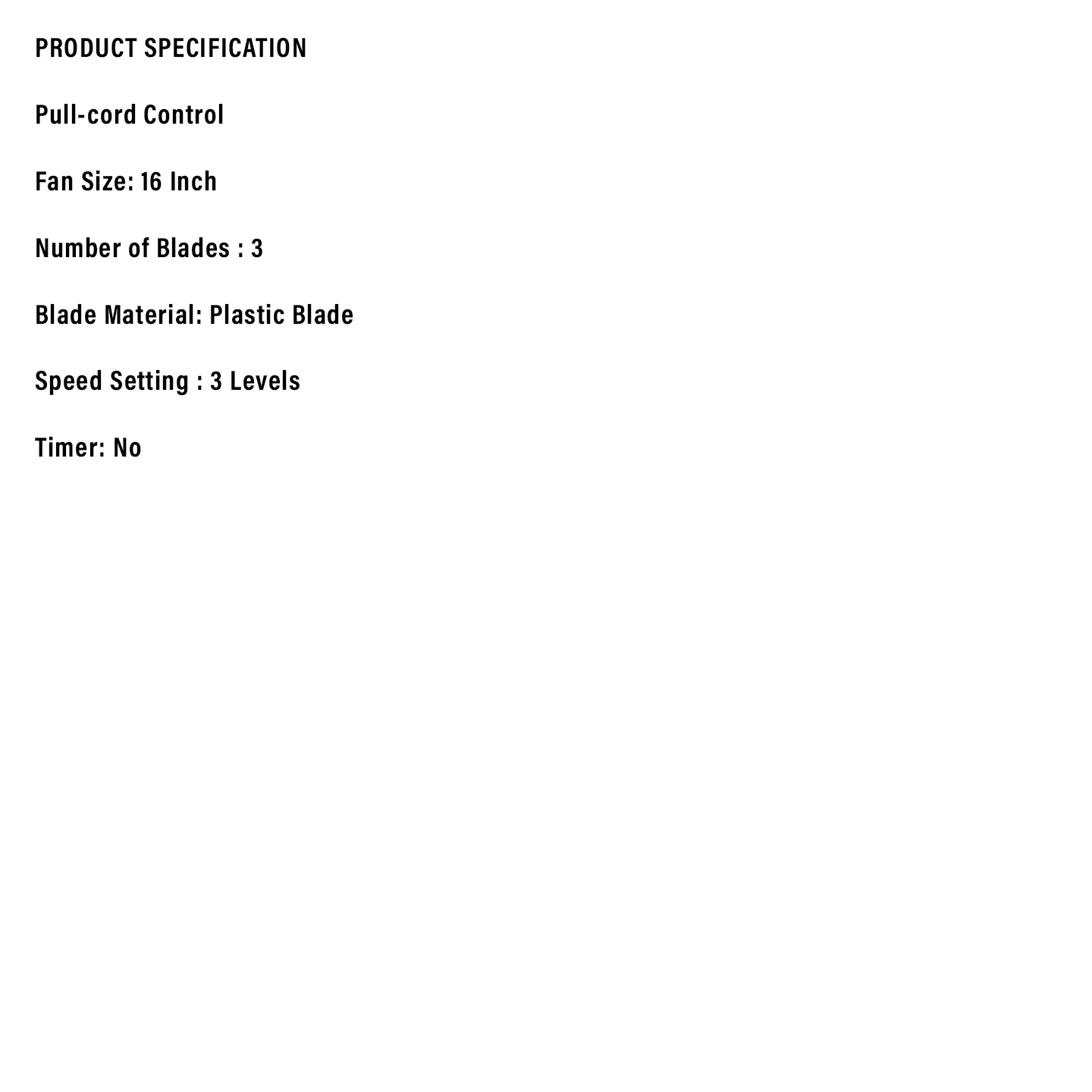 Sharp 16" Pull Cord Wall Fan (PJW400)