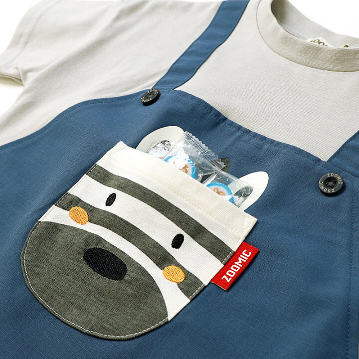🇯🇵預訂 日本直送🇯🇵Zoomic兩色動物口袋前後印花吊帶短袖T恤