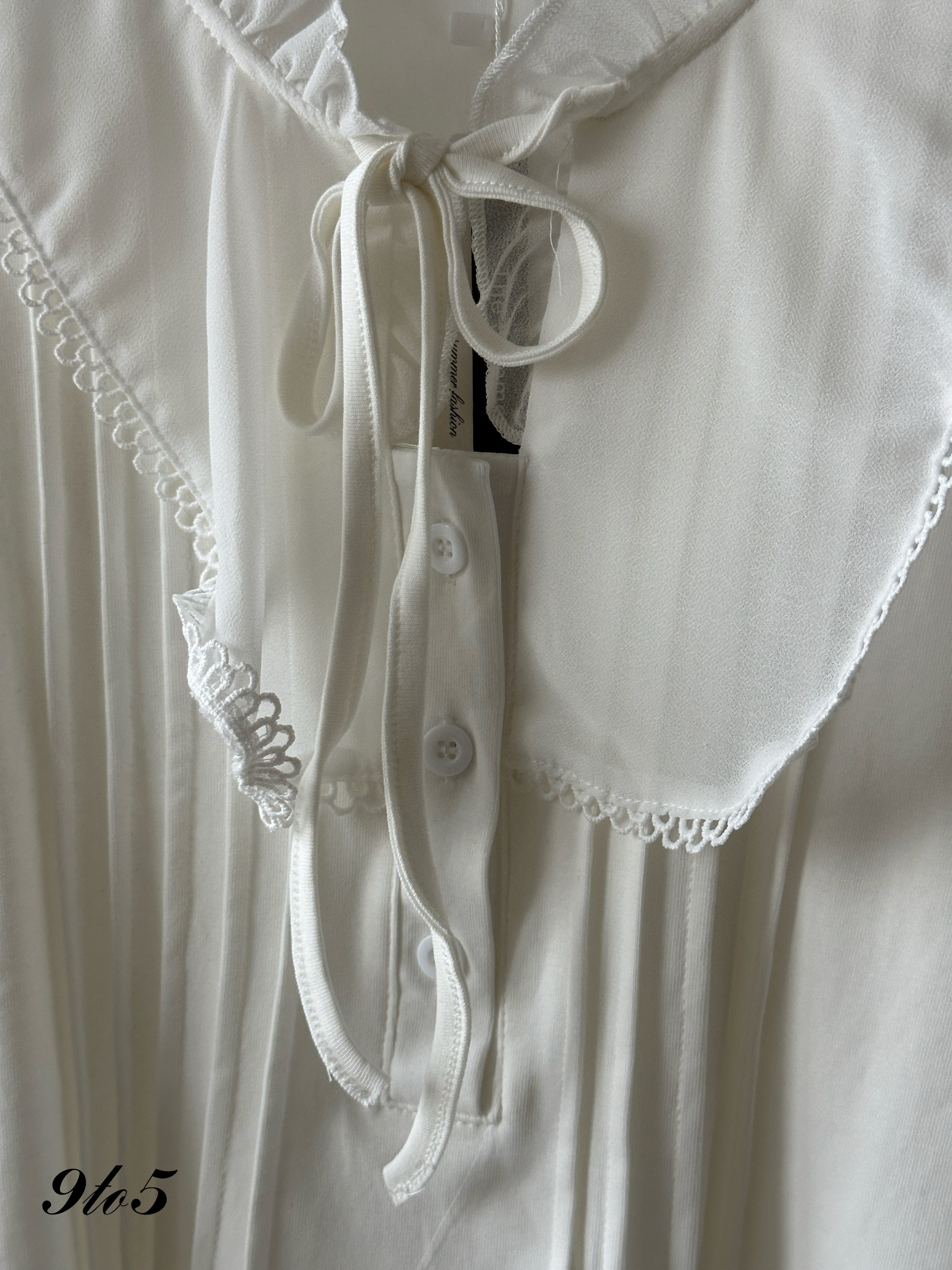 T4137 Bow-tie Ruffle Collar Blouse - 3 Colors 