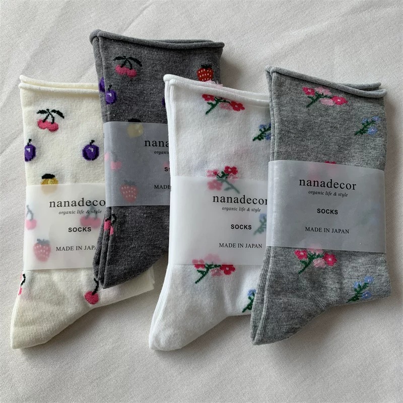 日本🇯🇵nanadecor 田園風卷邊中筒襪🧦 一套3對