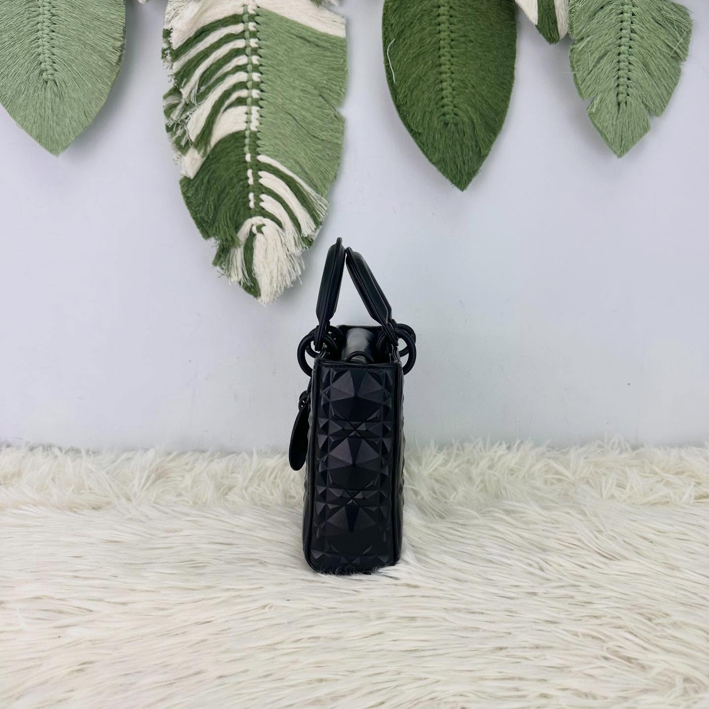 DIOR 🤍PRE OWNED Lady D-Joy So Black鑽石菱格款 全套有盒🖤