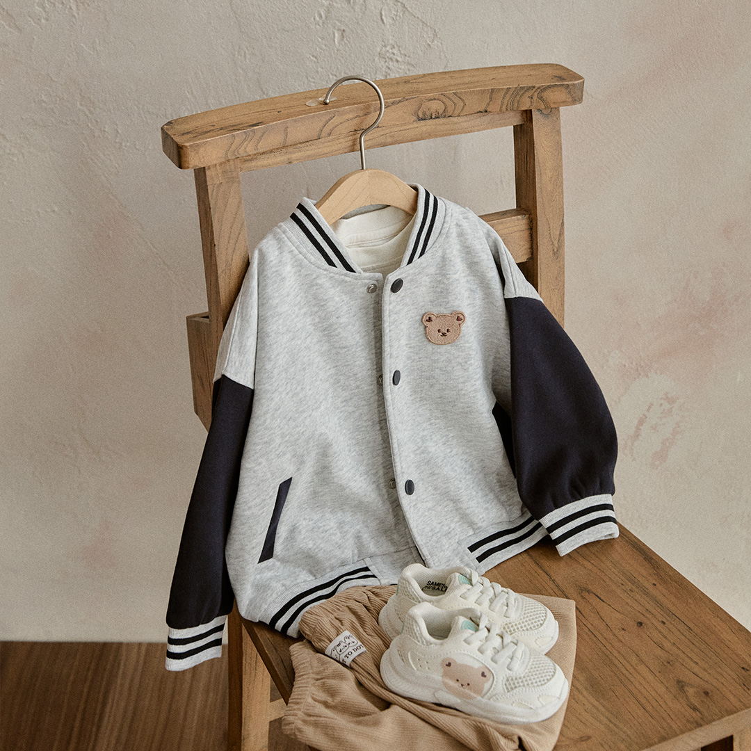 DOTTODOT 奶萌學院風系列-拼色棒球服外套