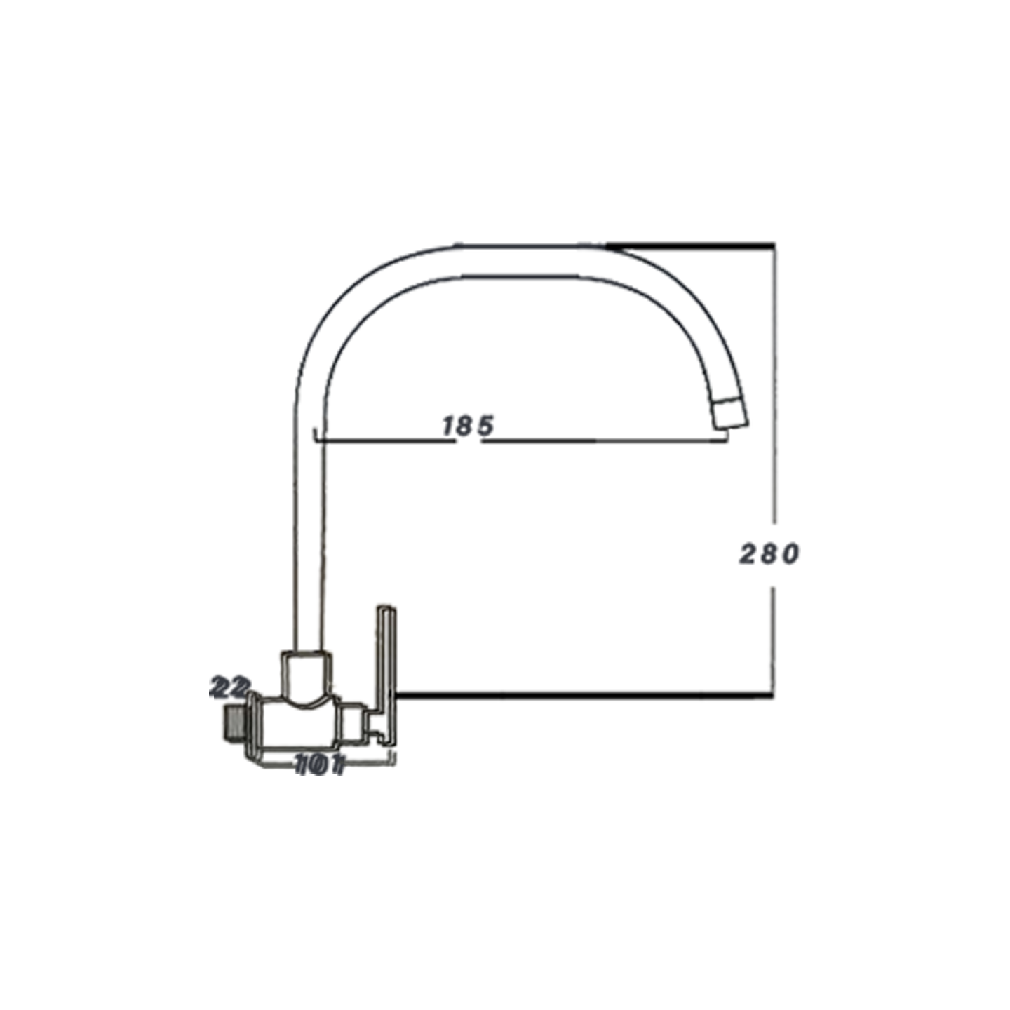 Otosani 304# Stainless Steel L Shape Pillar Swan Tap (966-51#) OTO966-51