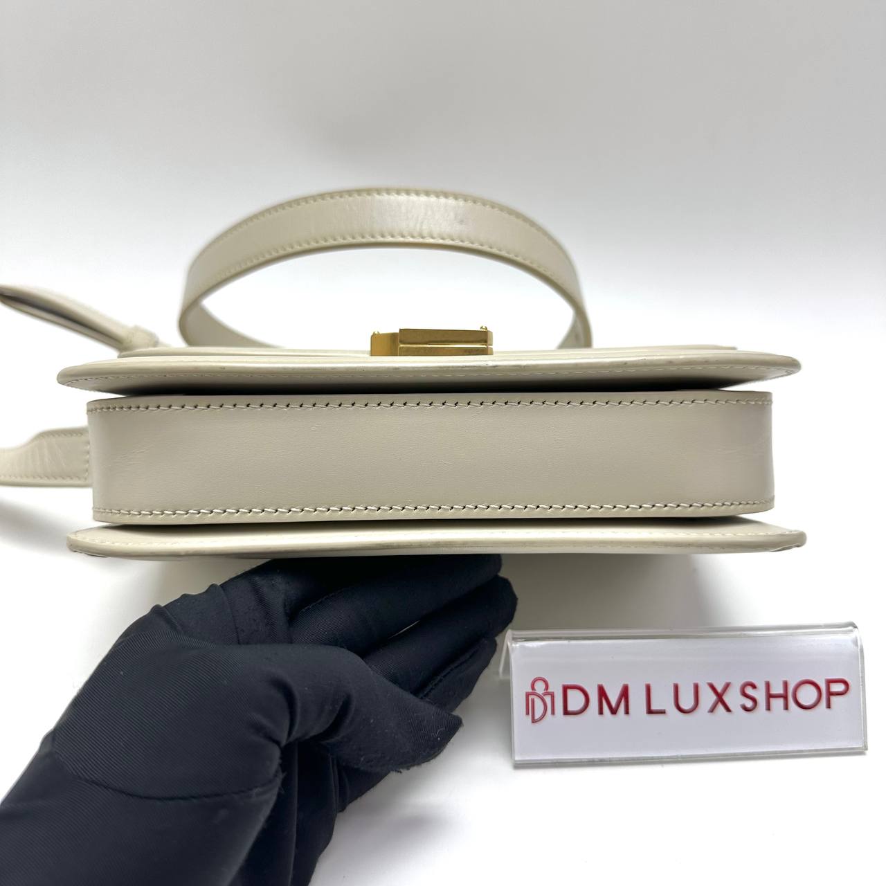 YSL Cream Calfskin Solferino Small Satchel GHW
