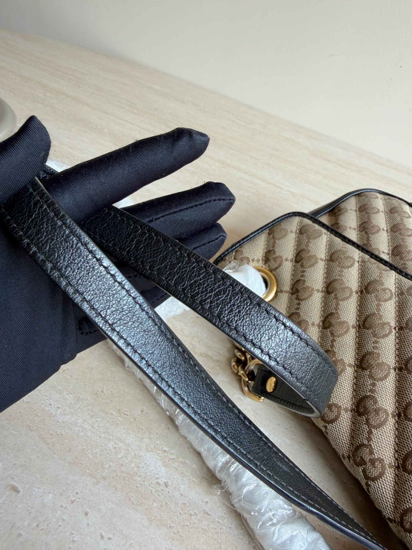 【預訂貨品】Gucci GG+Marmont老花帆布斜孭袋