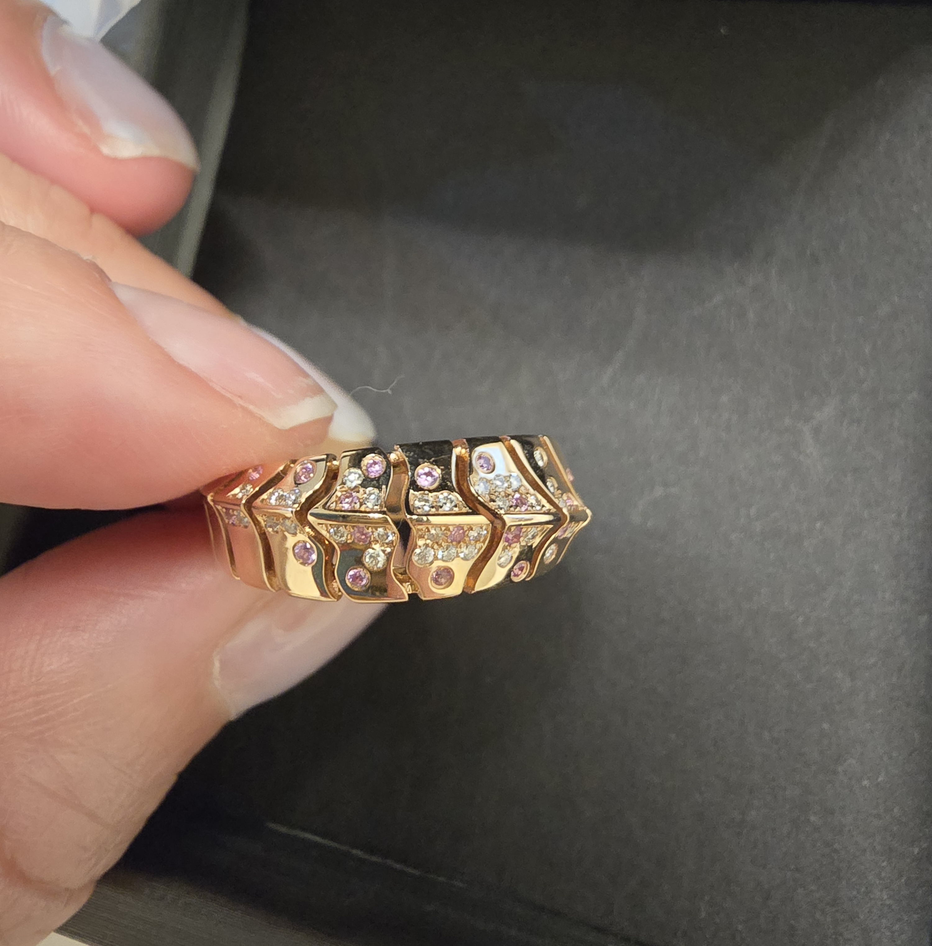 18K粉寶鑽石戒指