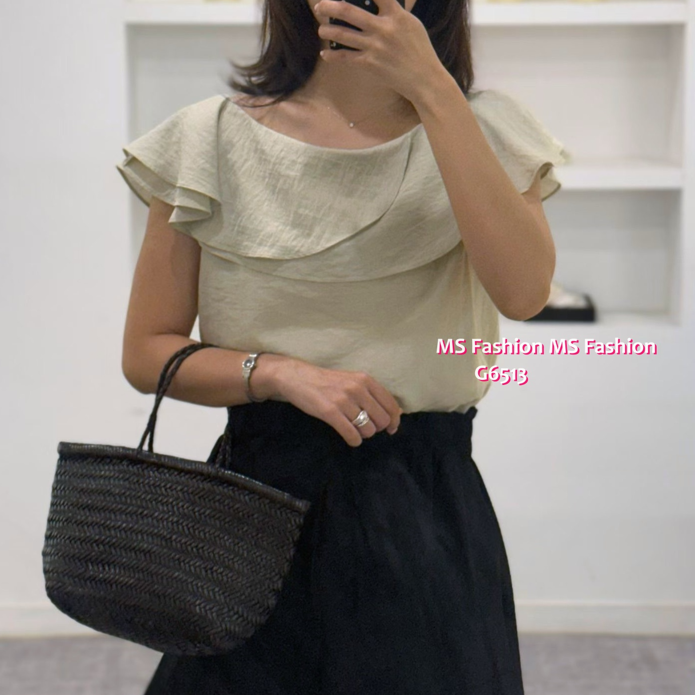 G6513 簡約ruffle top