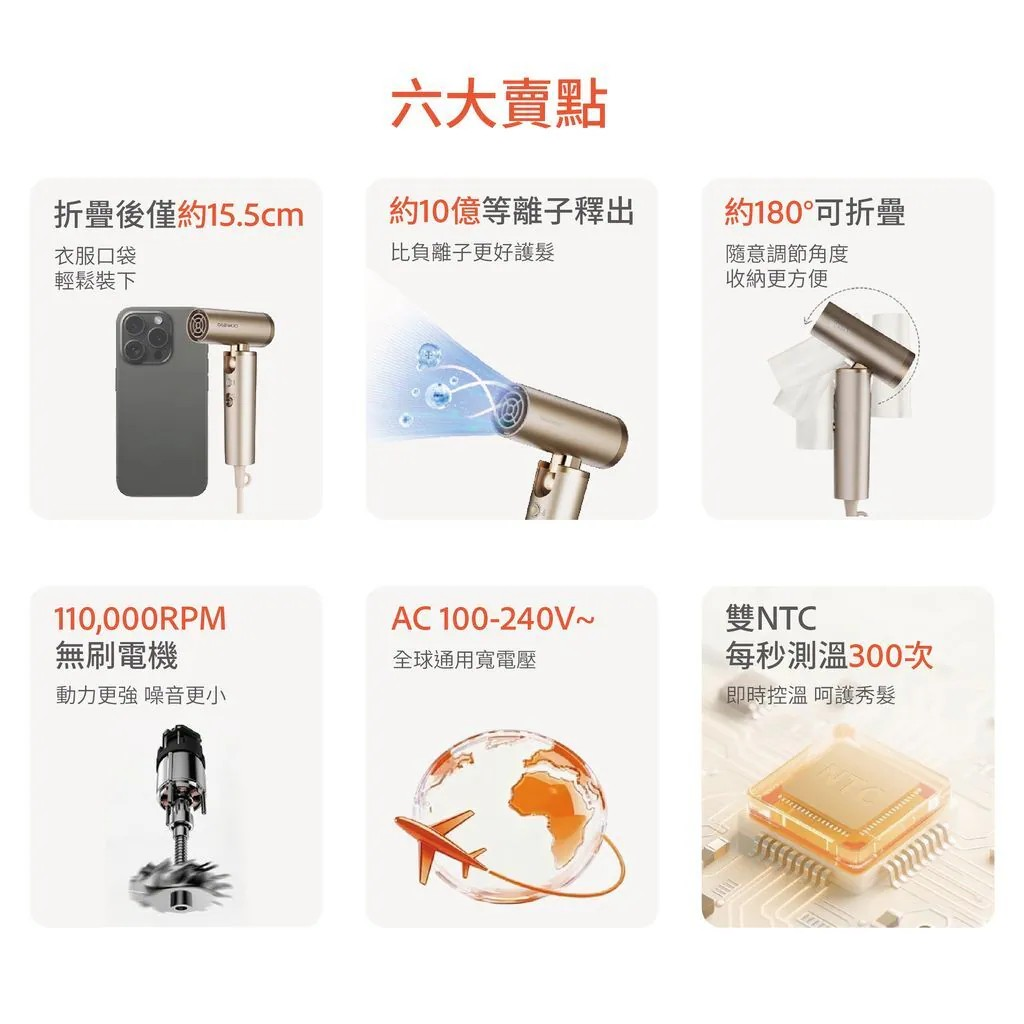 DAEWOO H16 全球通用高速風筒 【10/19 截單，預計 :10月尾至11月中發貨】