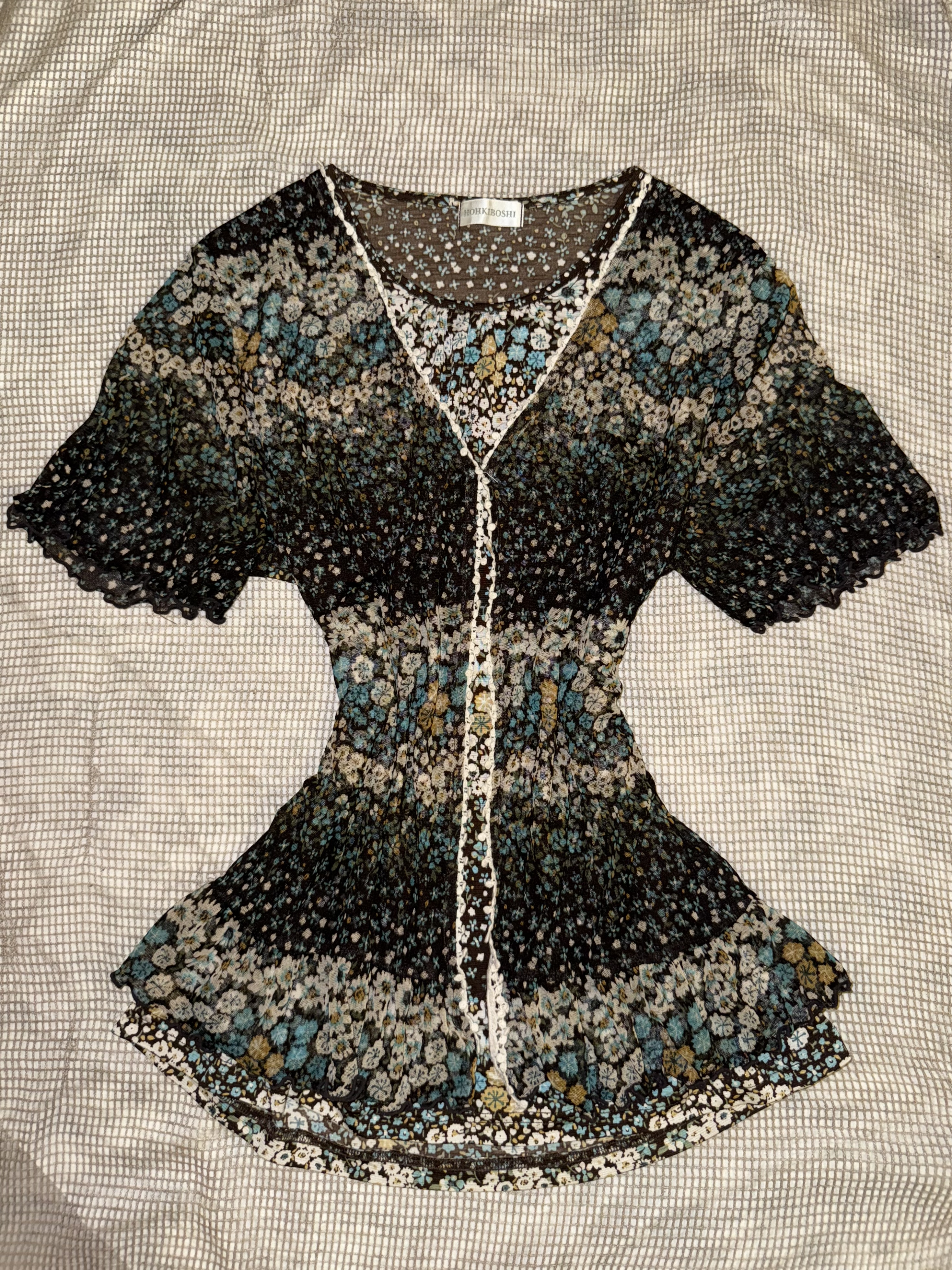 Brown Floral Print Crinkle Chiffon Blouse