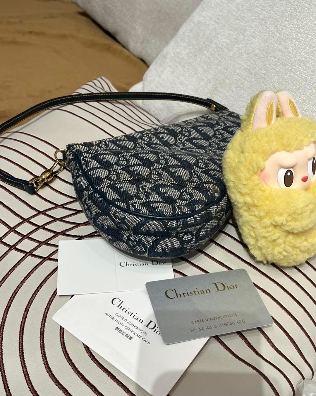 DIOR TROTTER JACQUARD SADDLE Vintage bag,100%Authentic,95%new ✅card✅dust bag