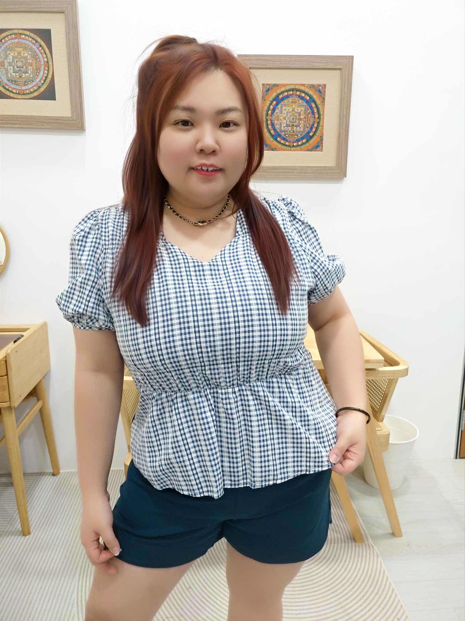 OTB16 BE#2828220 拼接小格钻石领上衣