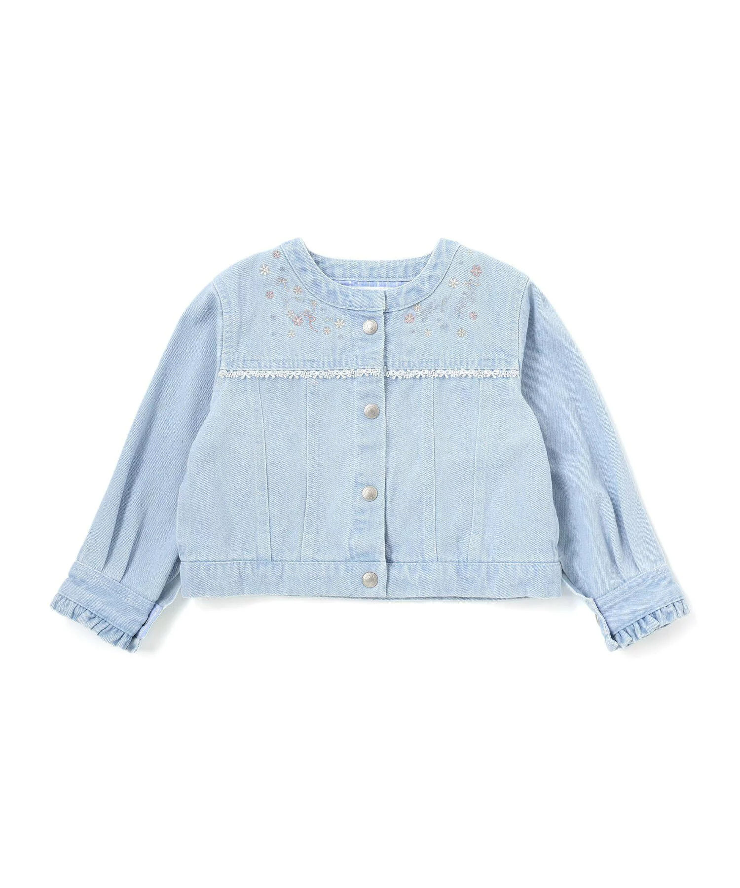 🆕【⭐訂購⭐】🌀 🇯🇵 日本直送 緞帶蕾絲刺繡 荷葉邊袖 #牛仔褸［2款選］🌀 [ELCA-0157]