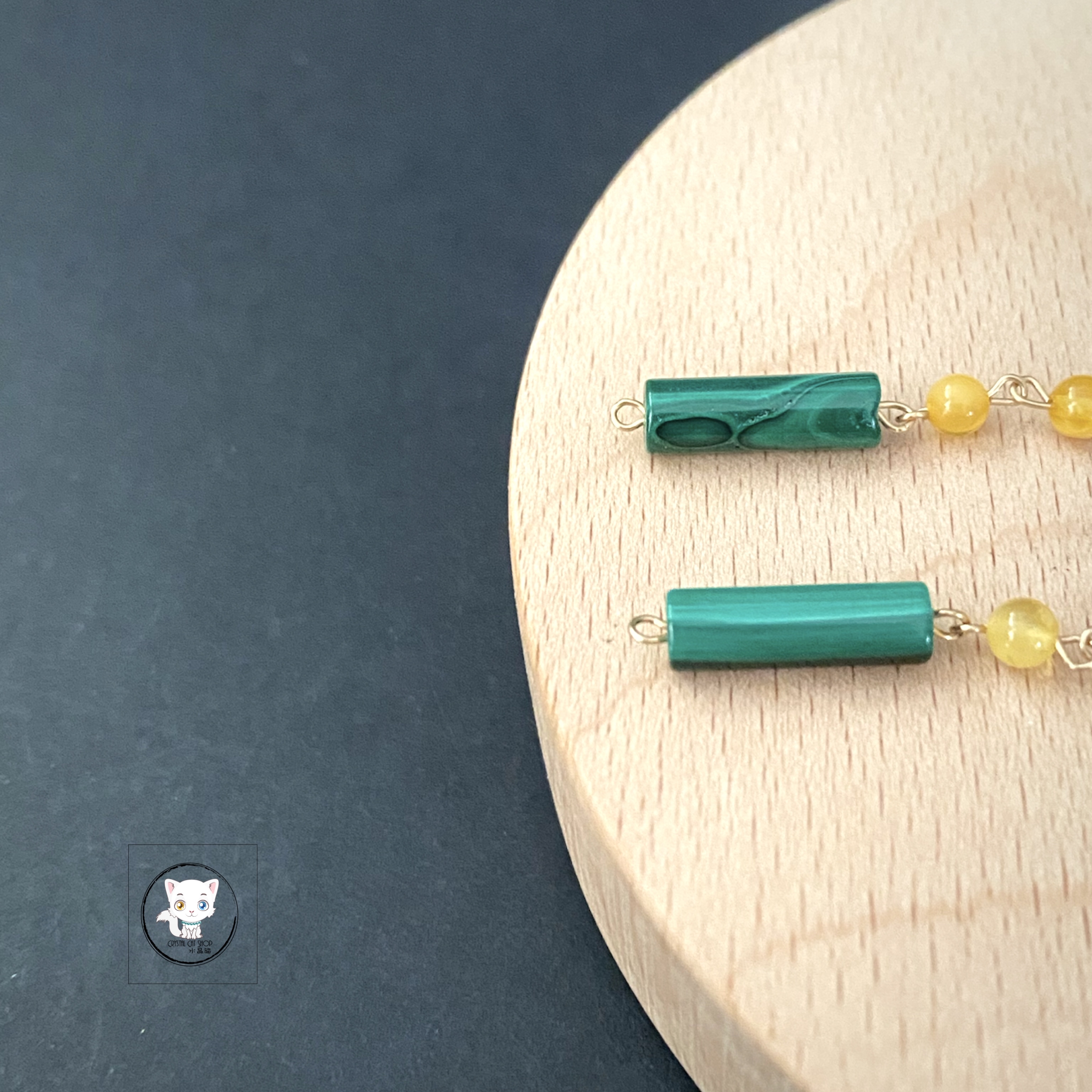 天然孔雀石耳環