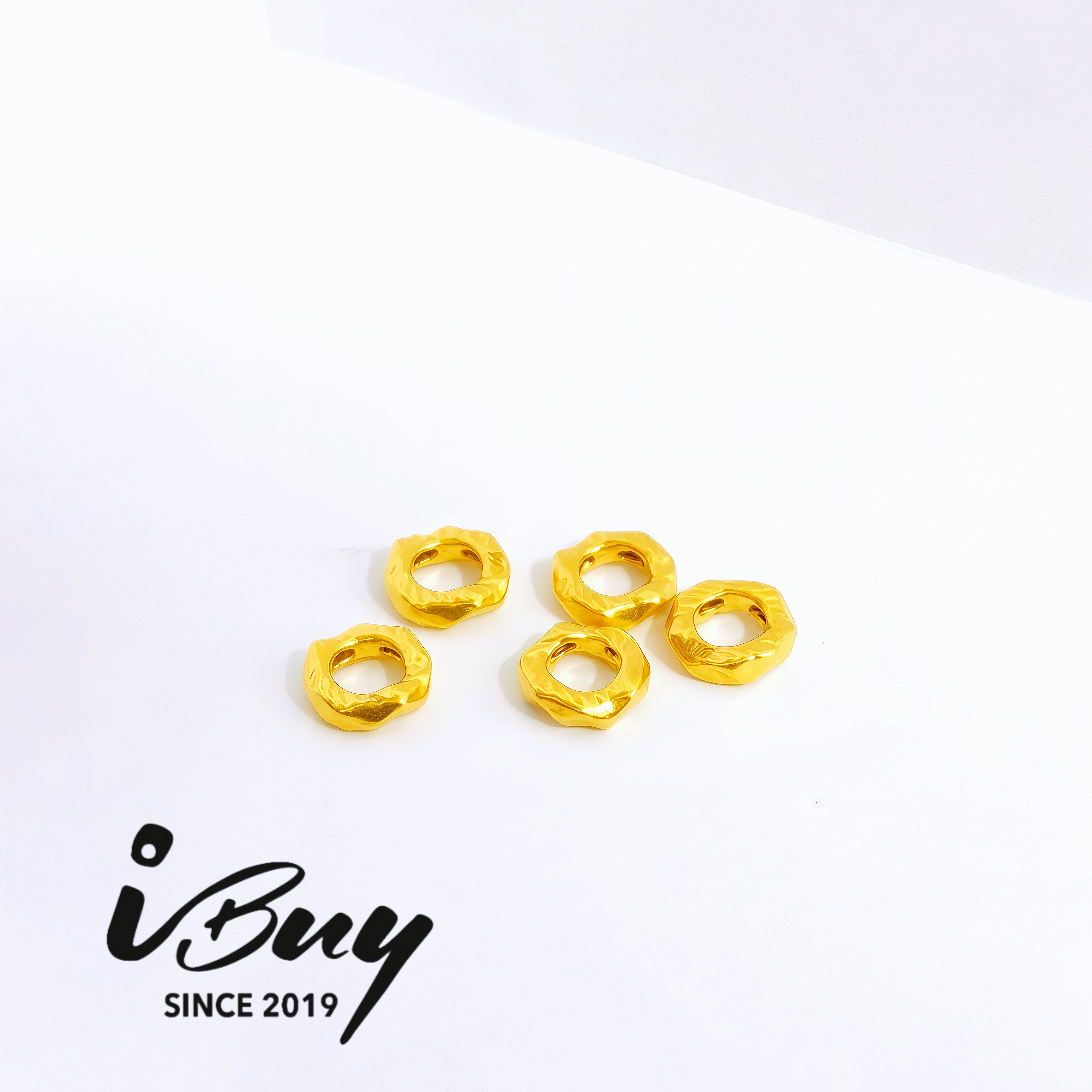 999 GOLD TWIST HEMP PATTERN WEALTH SPACER BEAD （5 PCS) 999 金 麻花盘缠隔片 (5 pcs)