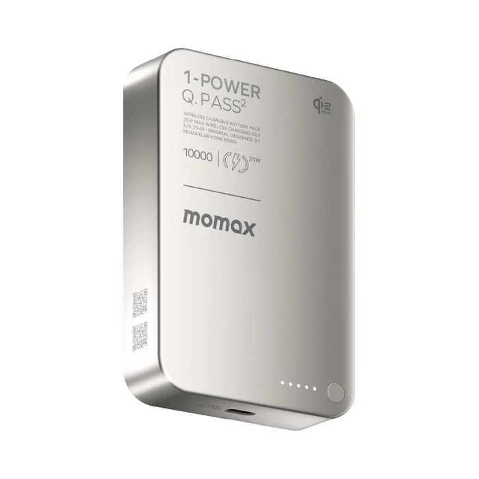 Momax 1-Power Q.Pass² 10000mAh Qi2 25W 磁吸流動電源 (CCC 認證)