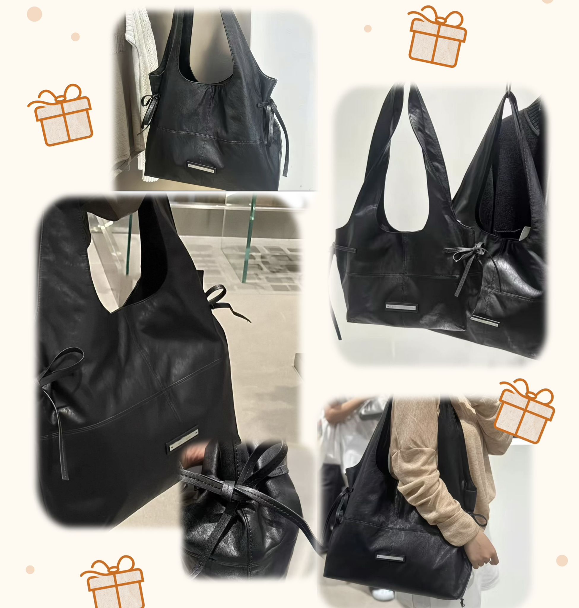 韓國Matin kim蝴蝶結大容量單肩袋  MATIN KIM Side String Leather Big Sholder Bag