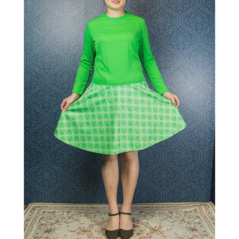 1960s Green MOD Dress with Low Waist Design(MU101-32)