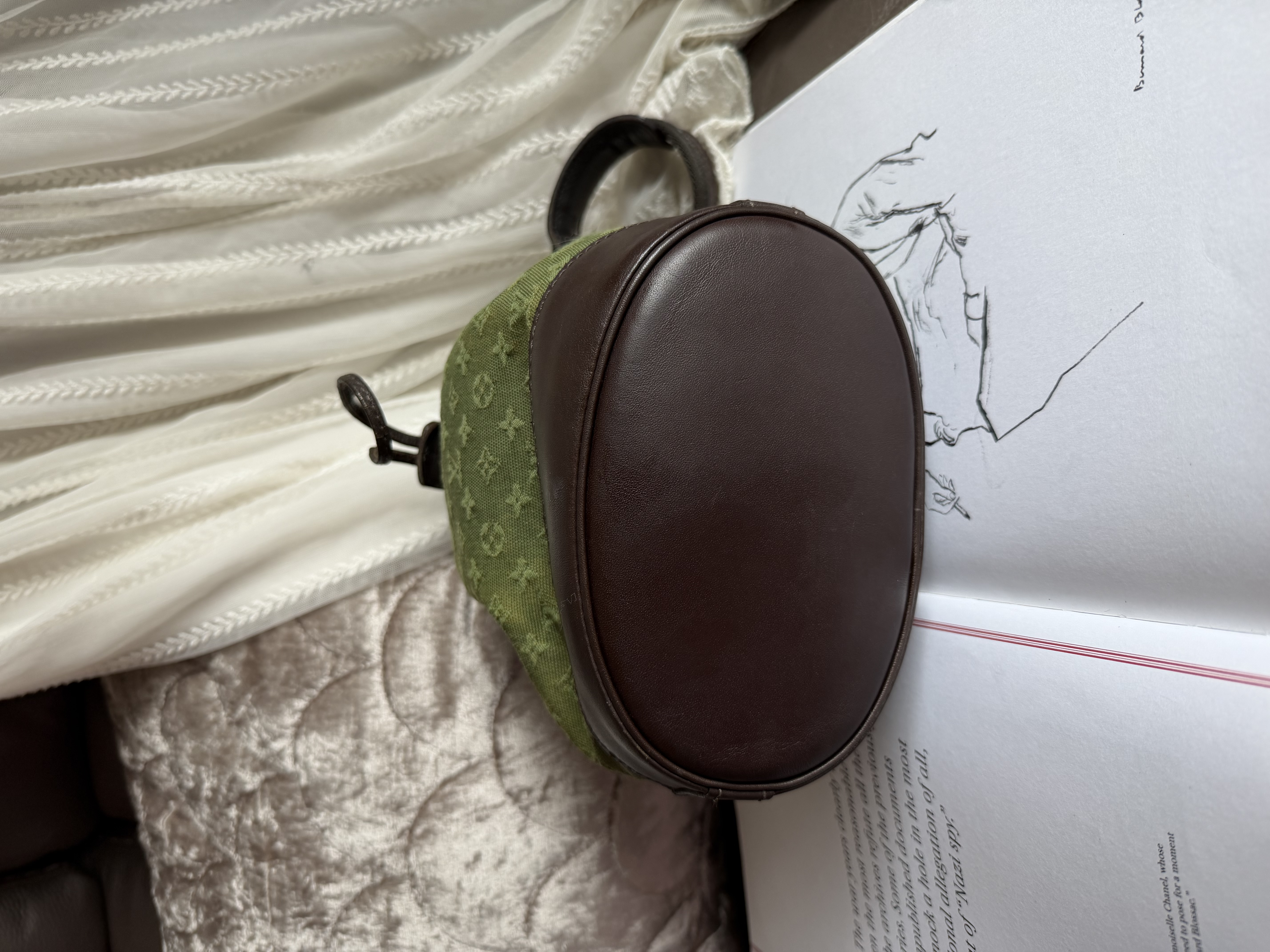 Louis Vuitton Monogram Mini Lin Noelie Green Bucket Bags