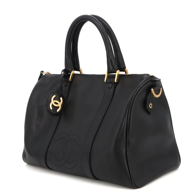 Chanel Vintage Coco Mark Caviar Boston Bag