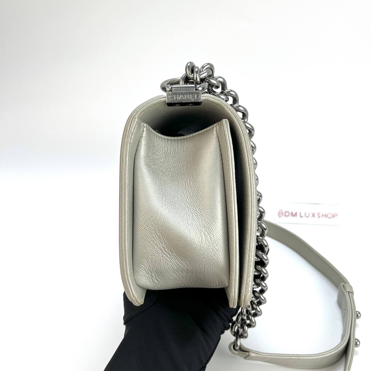 Chanel Boy Medium Grey SHW (Serial 24, Y: 2018)