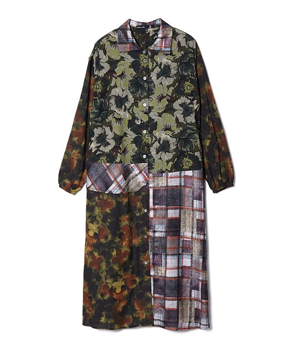 花卉格紋連身裙 - 2026 流行穿搭  女士連身裙 春秋冬時尚穿搭 成人休閒 日常穿搭 易於配搭 日本直送   #JP-I-260003