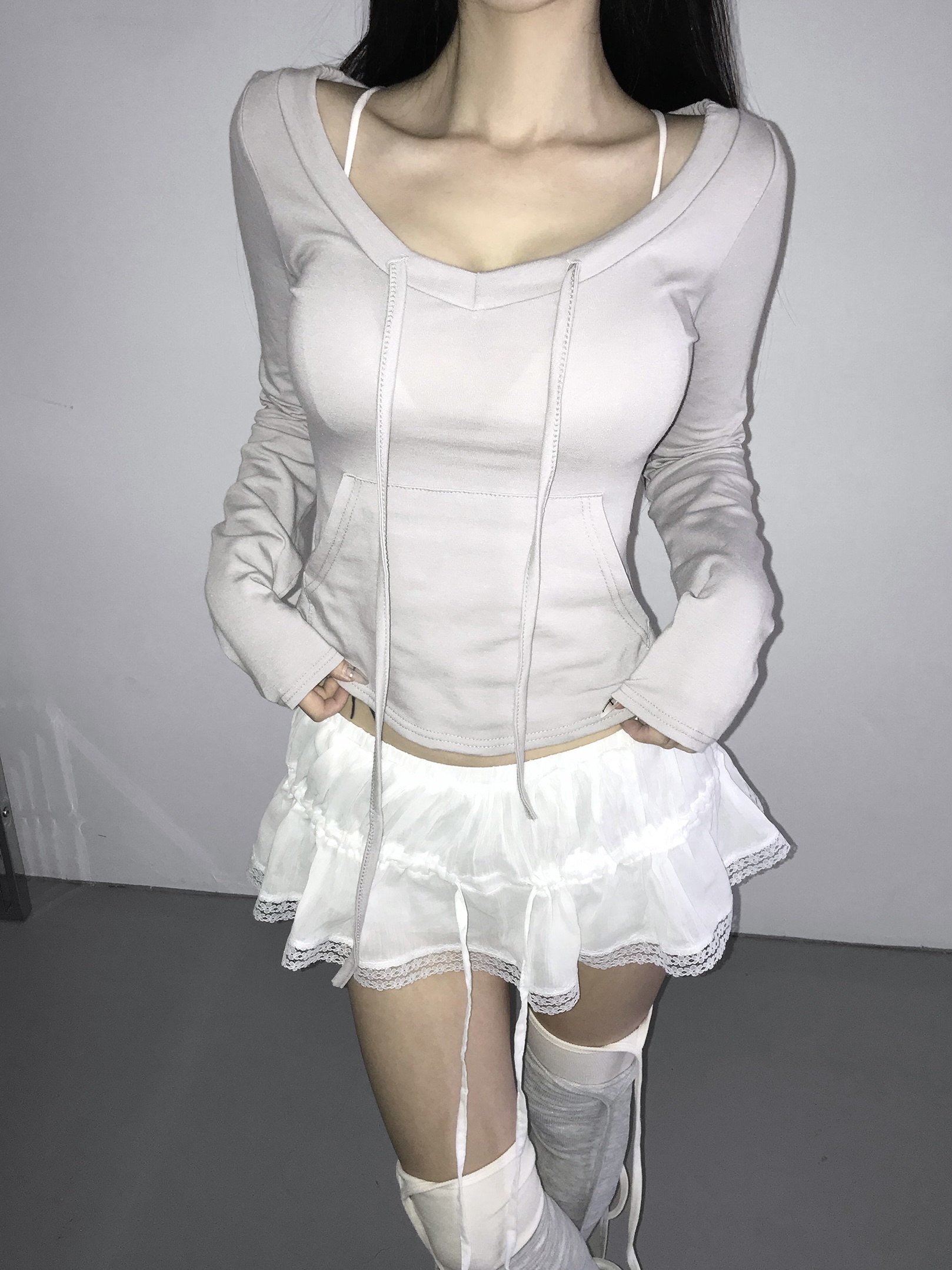 Drawstring Scoop Neck Top