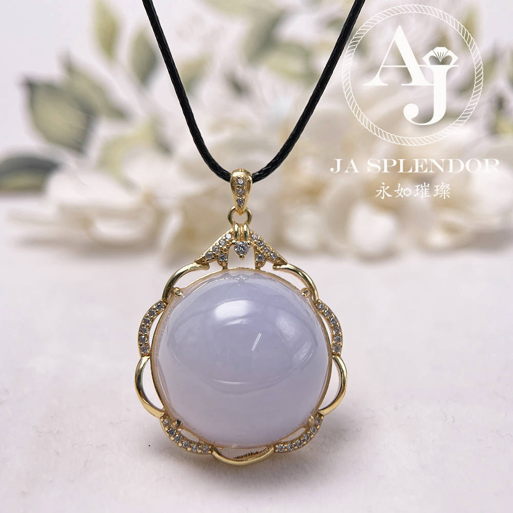 JNS-44 天然翡翠A 冰潤紫羅蘭大蛋面厚莊吊墜