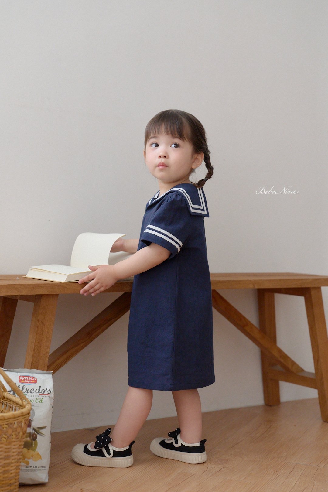 ☀️預訂 韓國直送☀️🇰🇷Bebenine三色海洋風水手領短袖連身裙