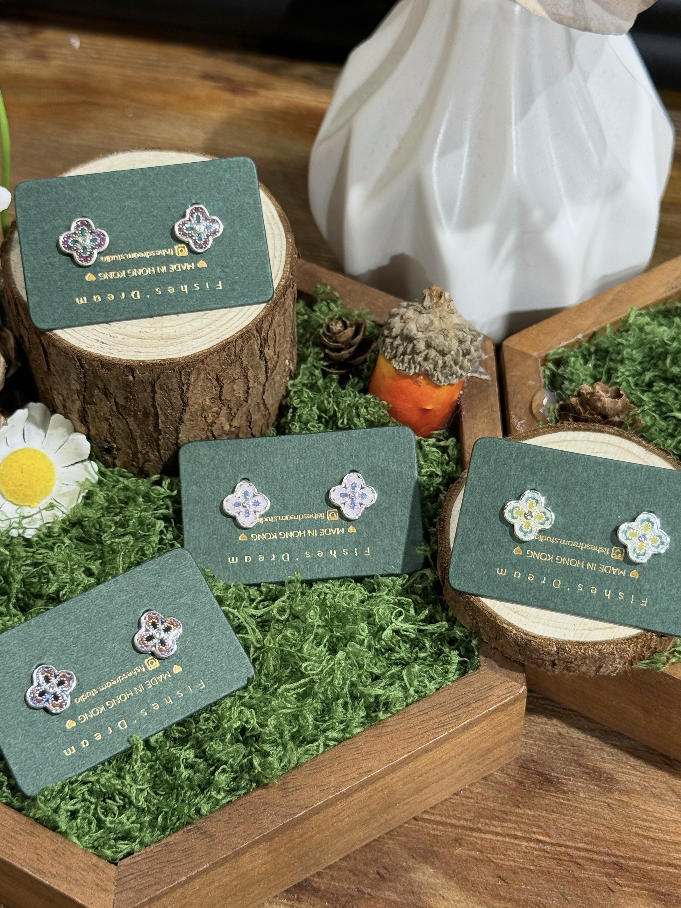 四葉花窗 Clover Window Stud Earrings | 耳釘款耳環