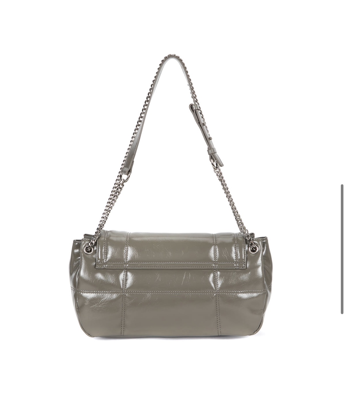 MATIN KIM 特價場GLOSSY QUILTING MEDIUM CHAIN BAG IN GREY