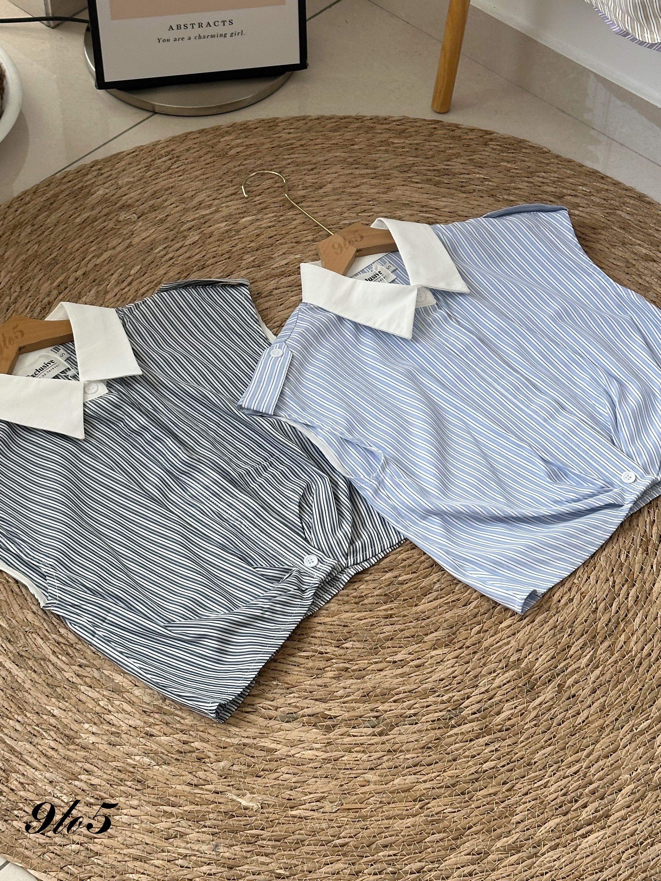 T4134 Stripe Crop Shirt - 4 Colors 