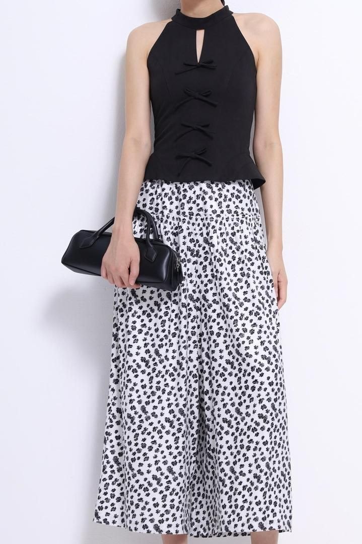 柔软碎花宽脚裤 1632