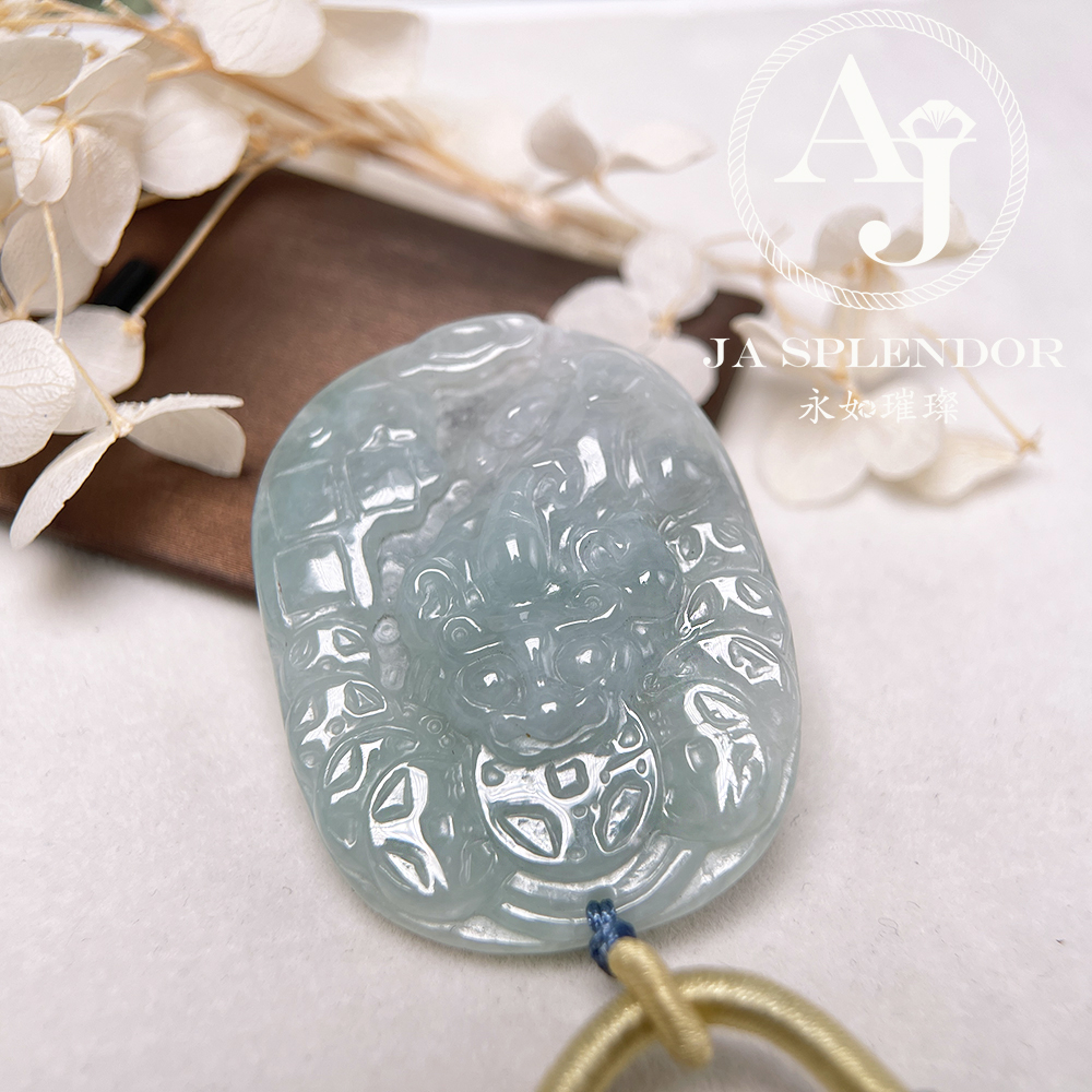 JN-1544 天然翡翠A玉 冰糯晴綠招財鎮宅貔貅挂件