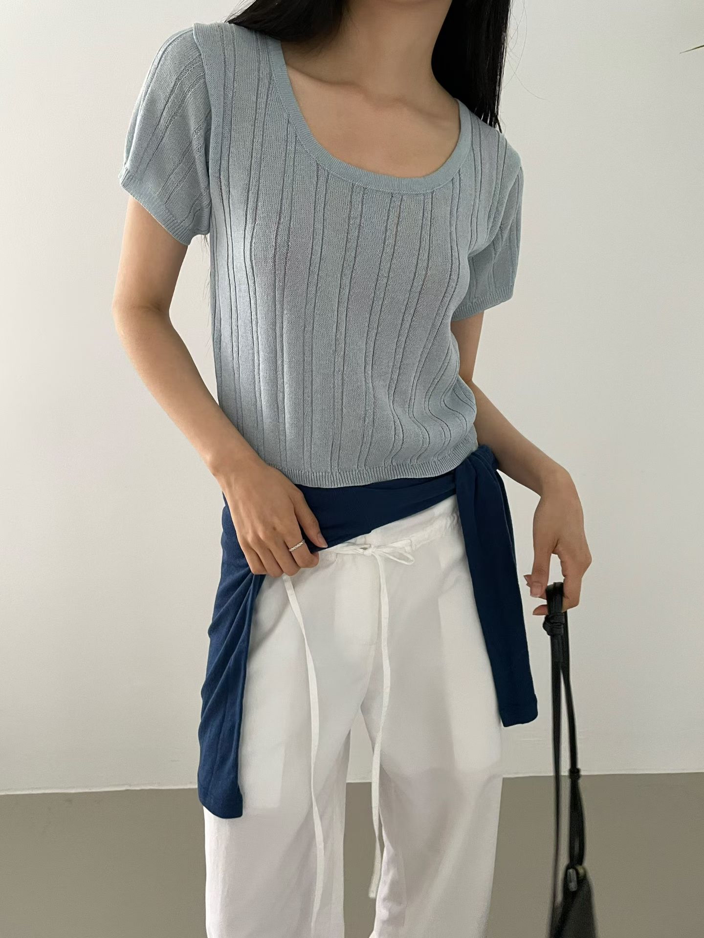 東大門女裝Find | ribbon knit top(可前後著)