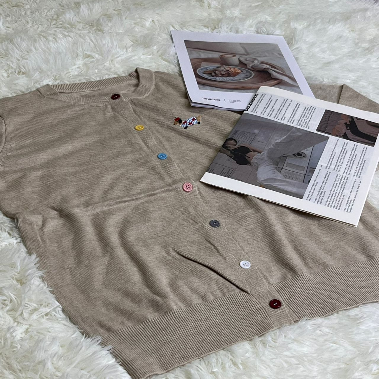 C2001#2869 [Knit Long sleeve Jacket]  Gentle Preppy Style