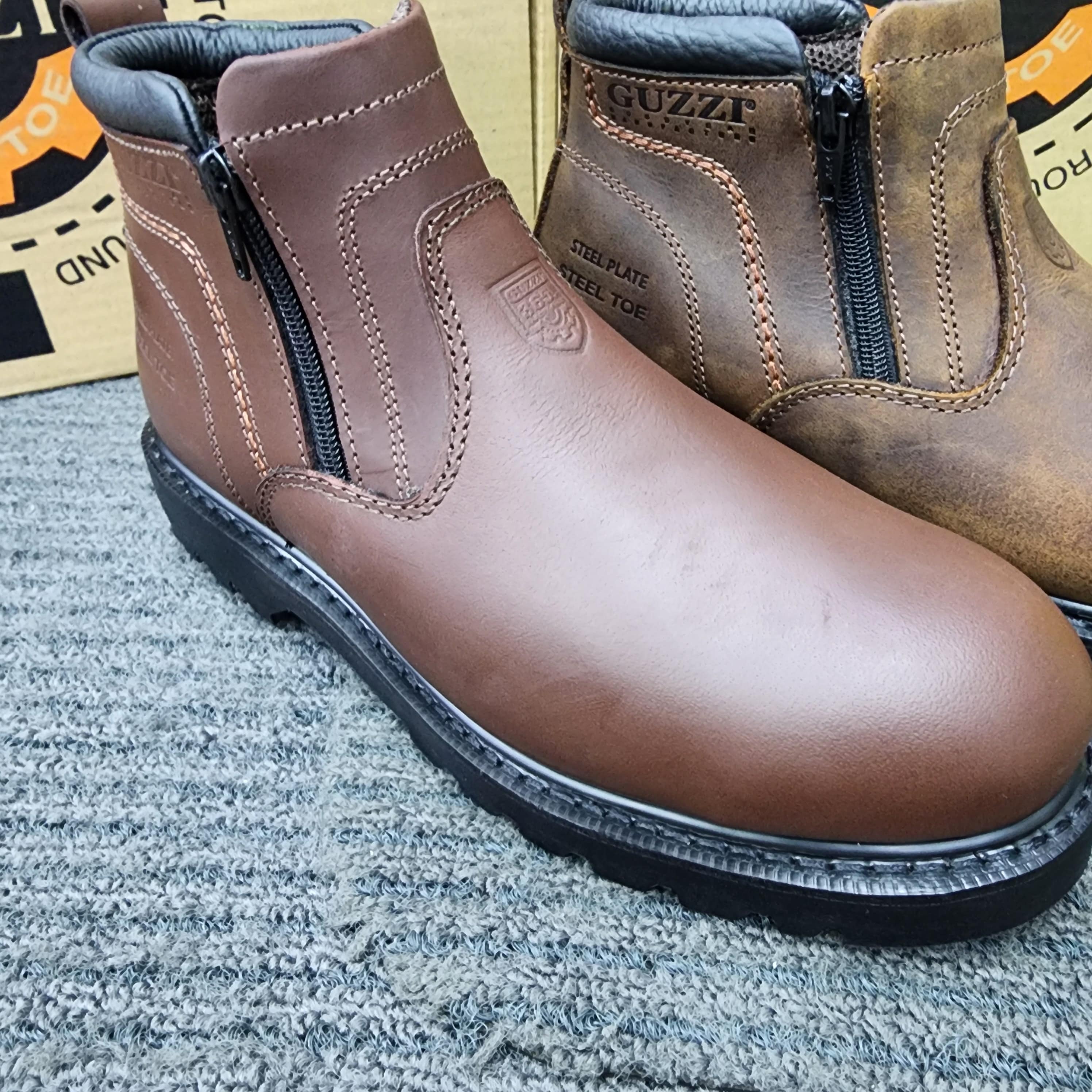 GUZZI SAFETY SHOES 932 GOODYEAR WELT STITCHING DOUBLE ZIP MID CUT G2 G4 G13 KASUT KESELAMATAN