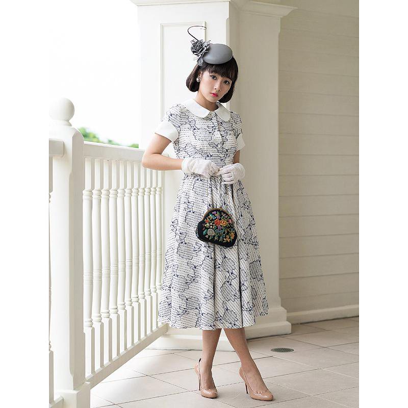 SOLD OUT 1950s Rosy Swing Dress(FM020)