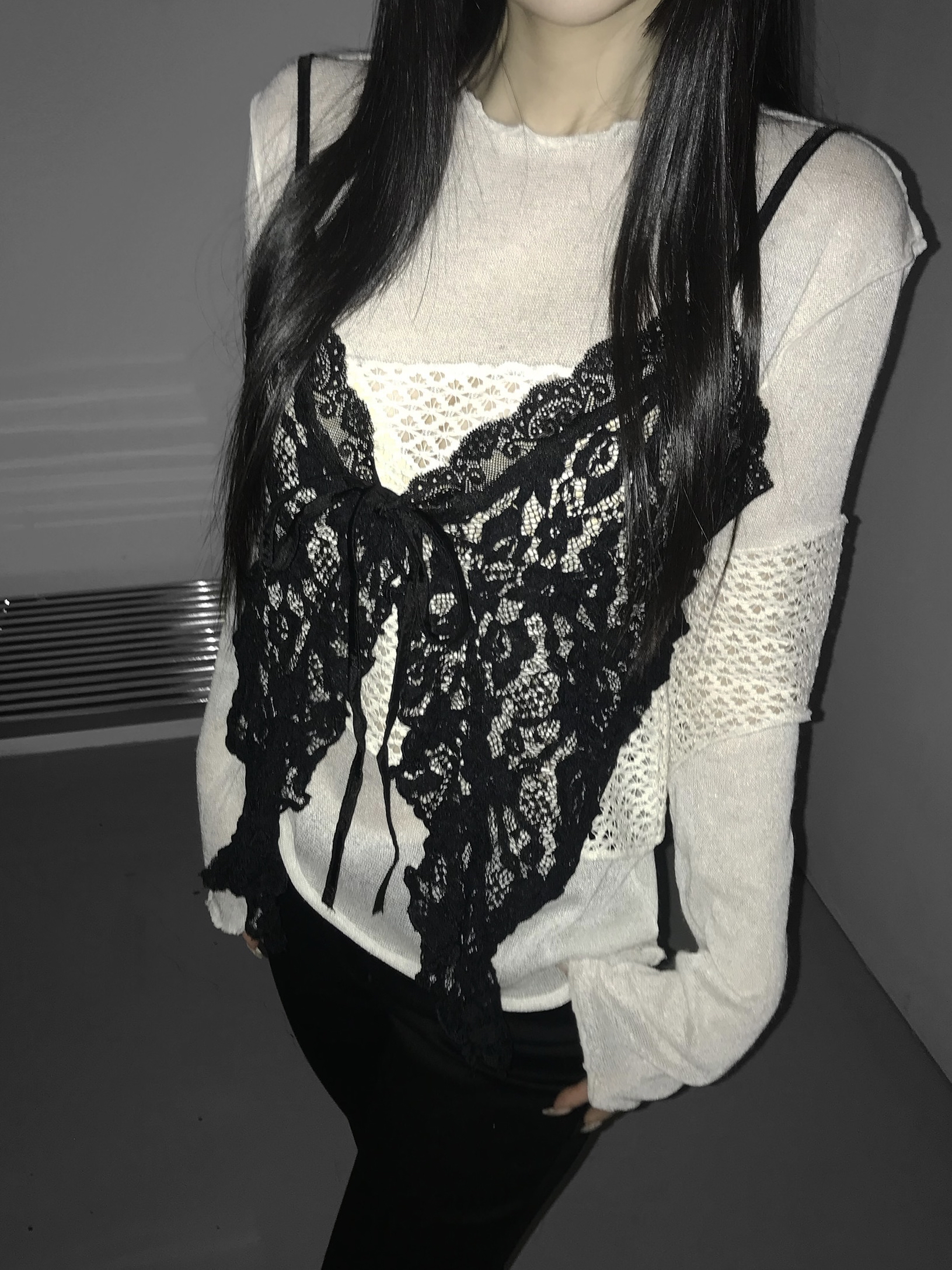 Asymmetrical Sheer Knit Top