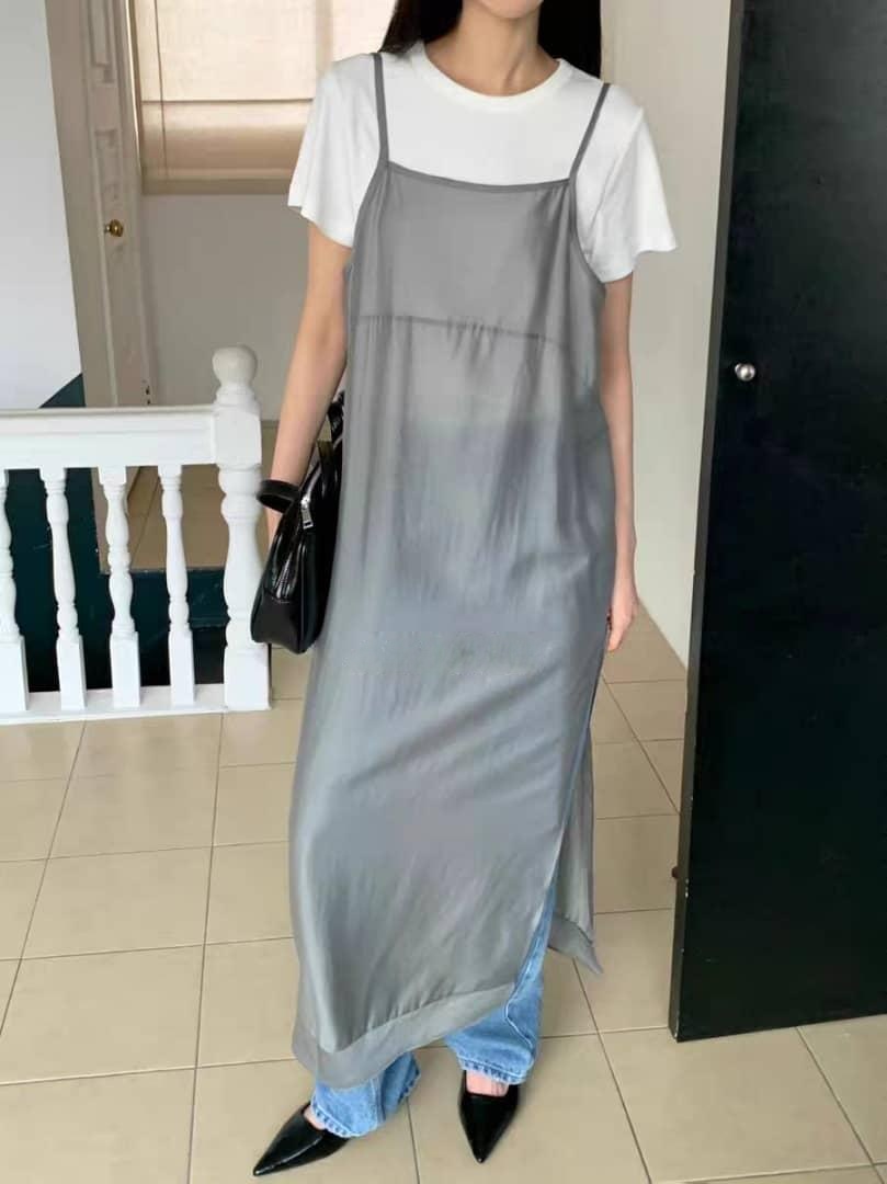 Minimalist Silky Camisole Long Top‖ 简约丝感吊带长版上衣 KR02622203