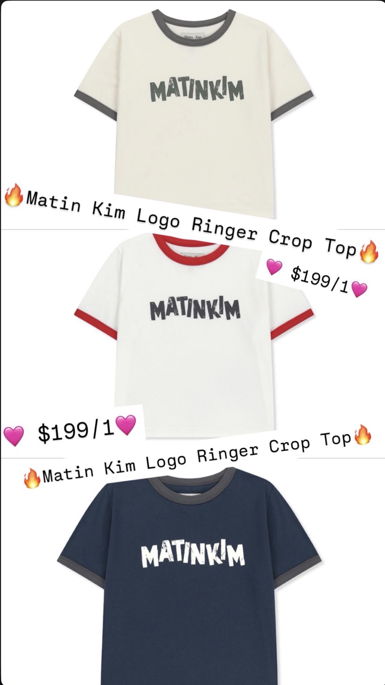 MATINKIM直播限時折扣 LOGO RINGER CROP TOP IN WHITE