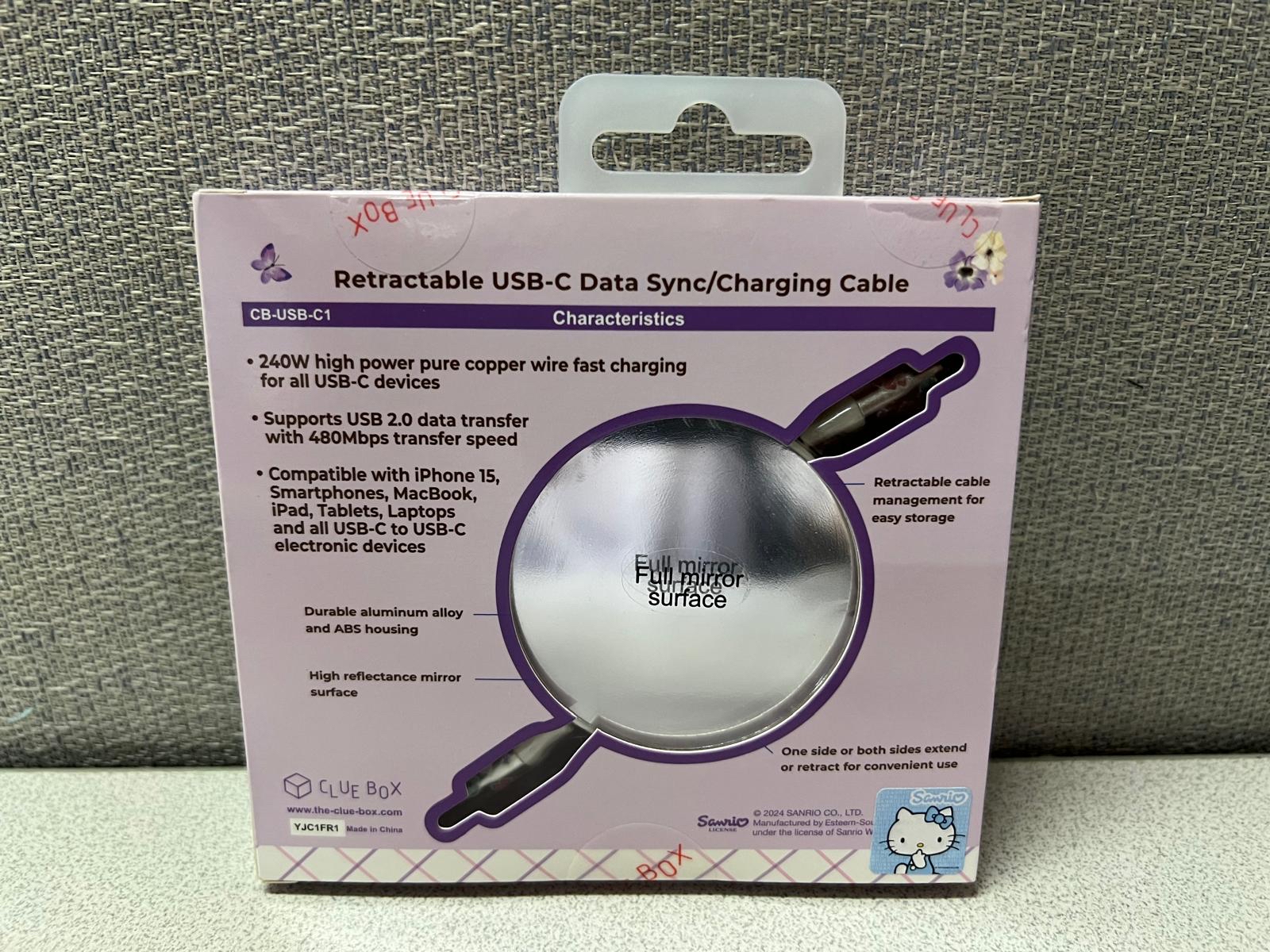 ❣️Sanrio 卡通 自動伸縮USB-C數據充電電線配備Lightning轉換插頭