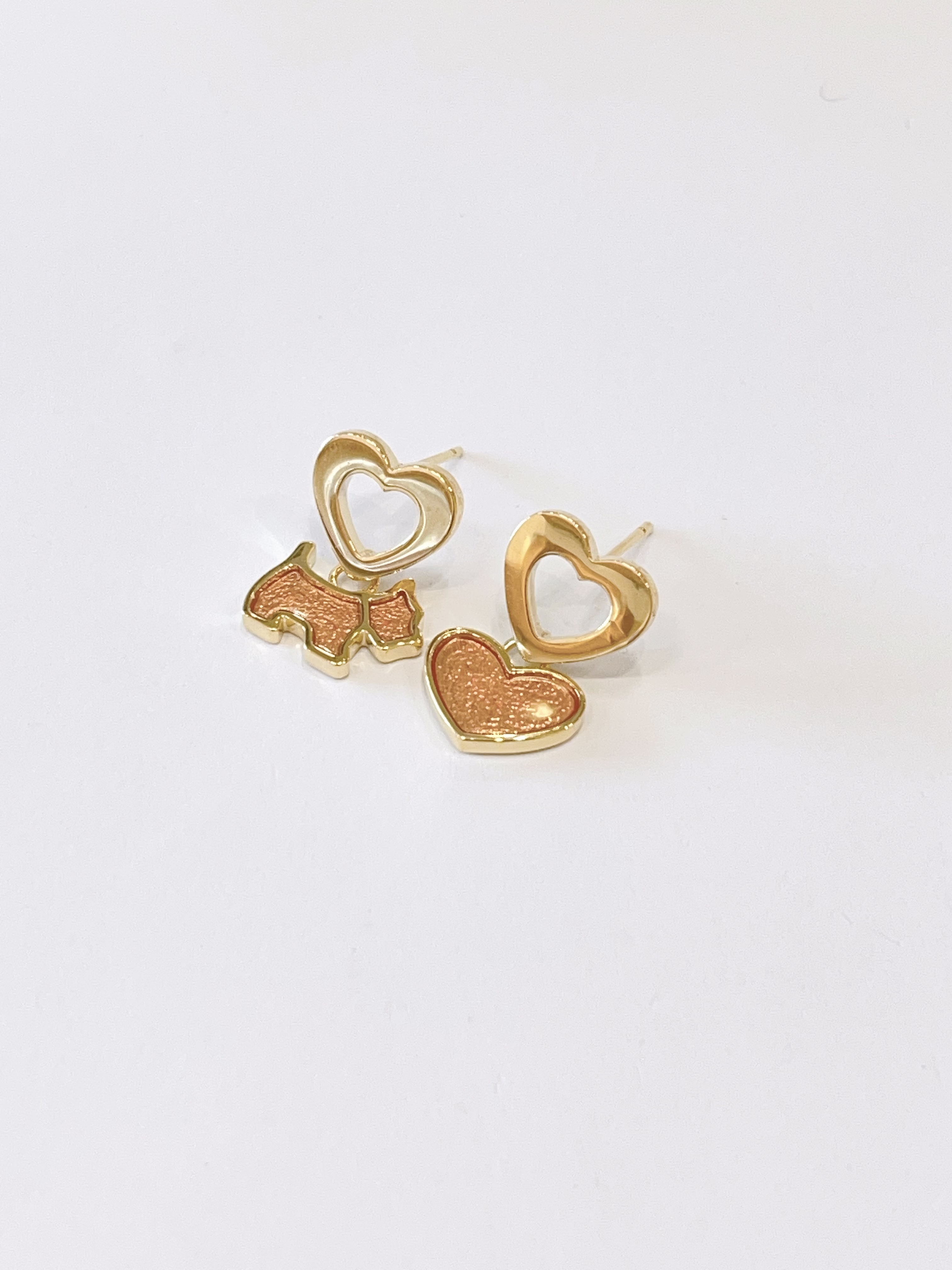 小清新不规则小狗爱心卡通耳环