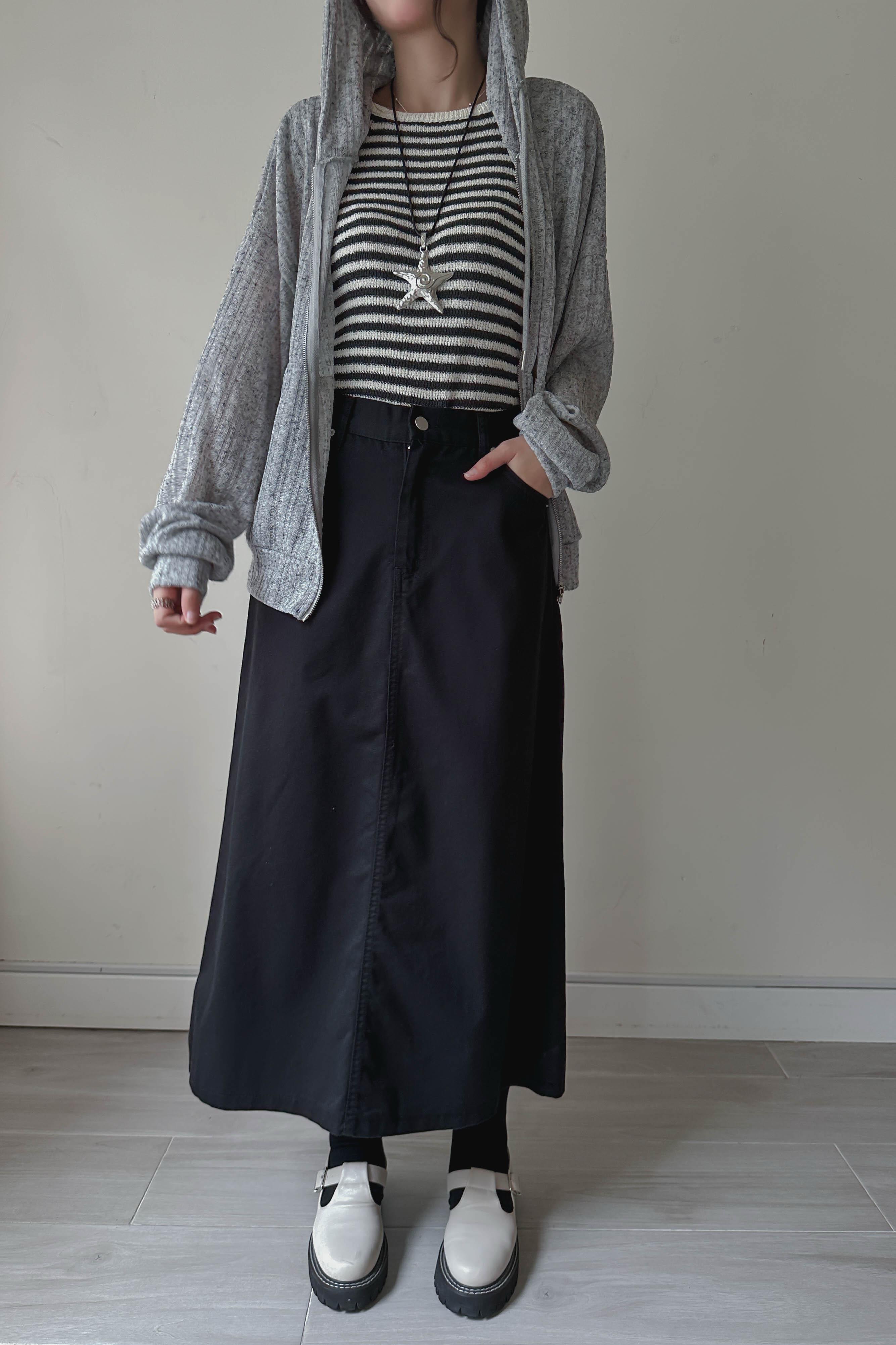 修臀軟身牛仔A字中長裙 (兩色入)