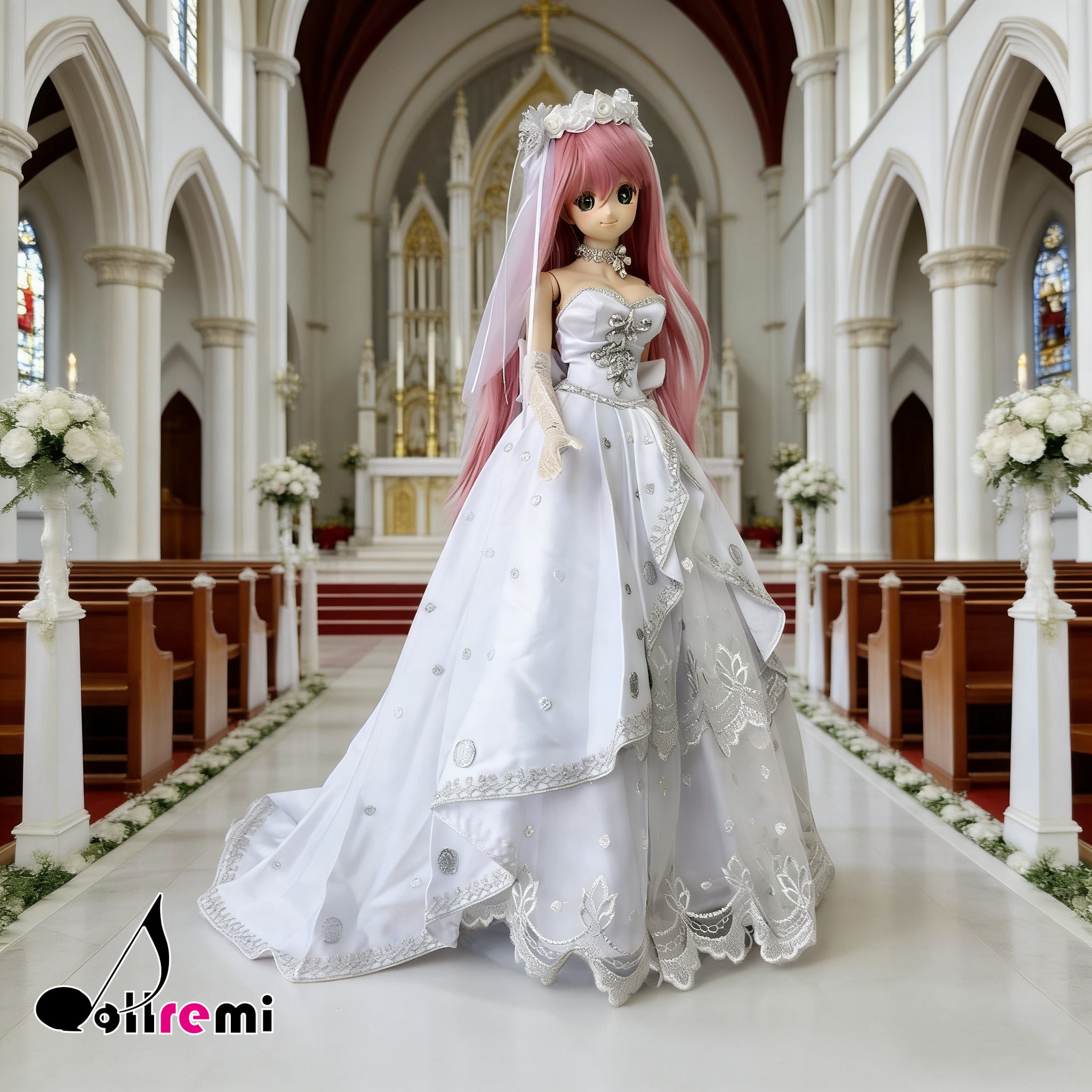 【dollremi】(DD0794) Off-the-shoulder weddingdress with a Court train 露肩式宮廷拖尾婚紗