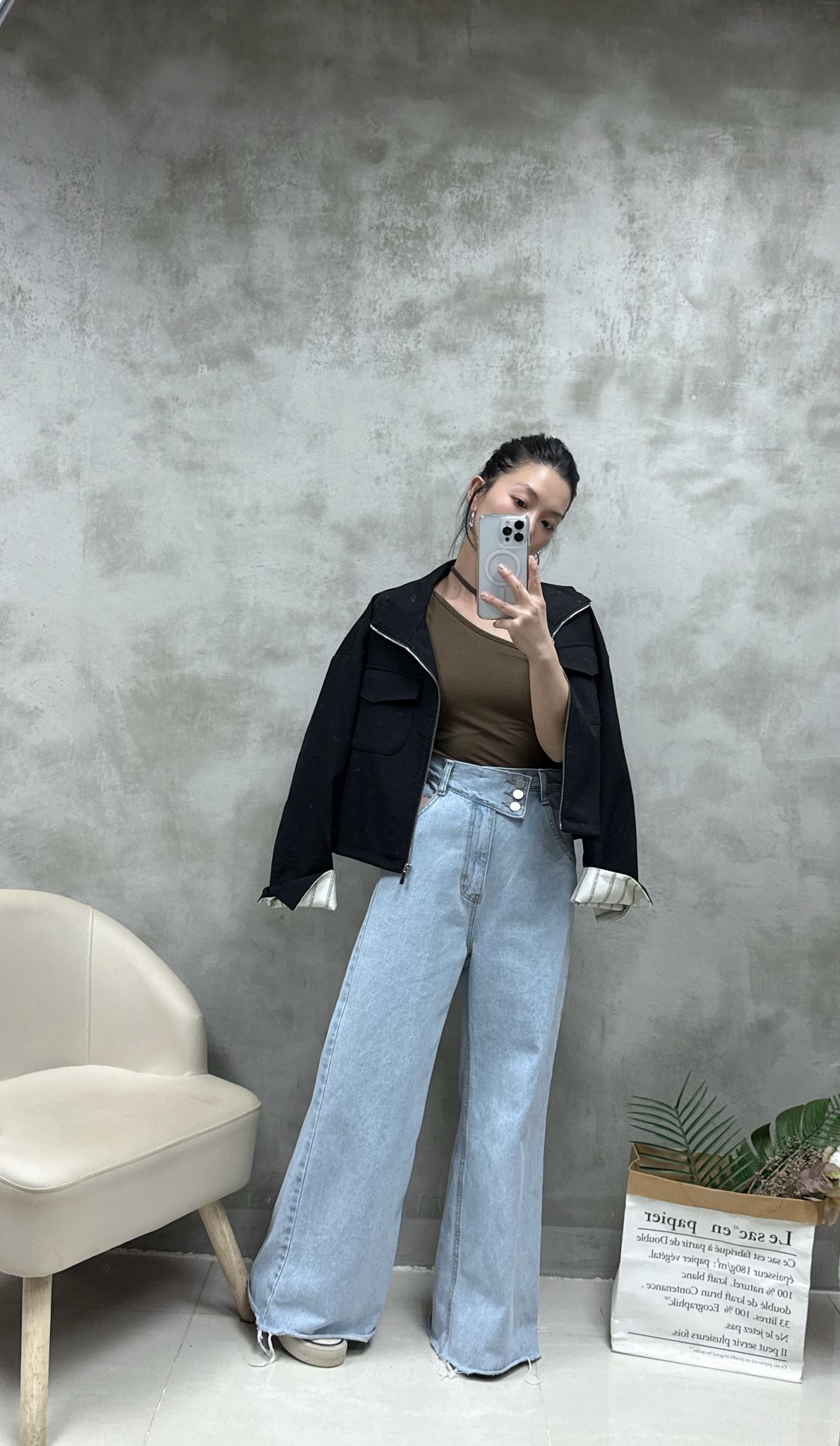 條子䄂束腰恤衫棉外套